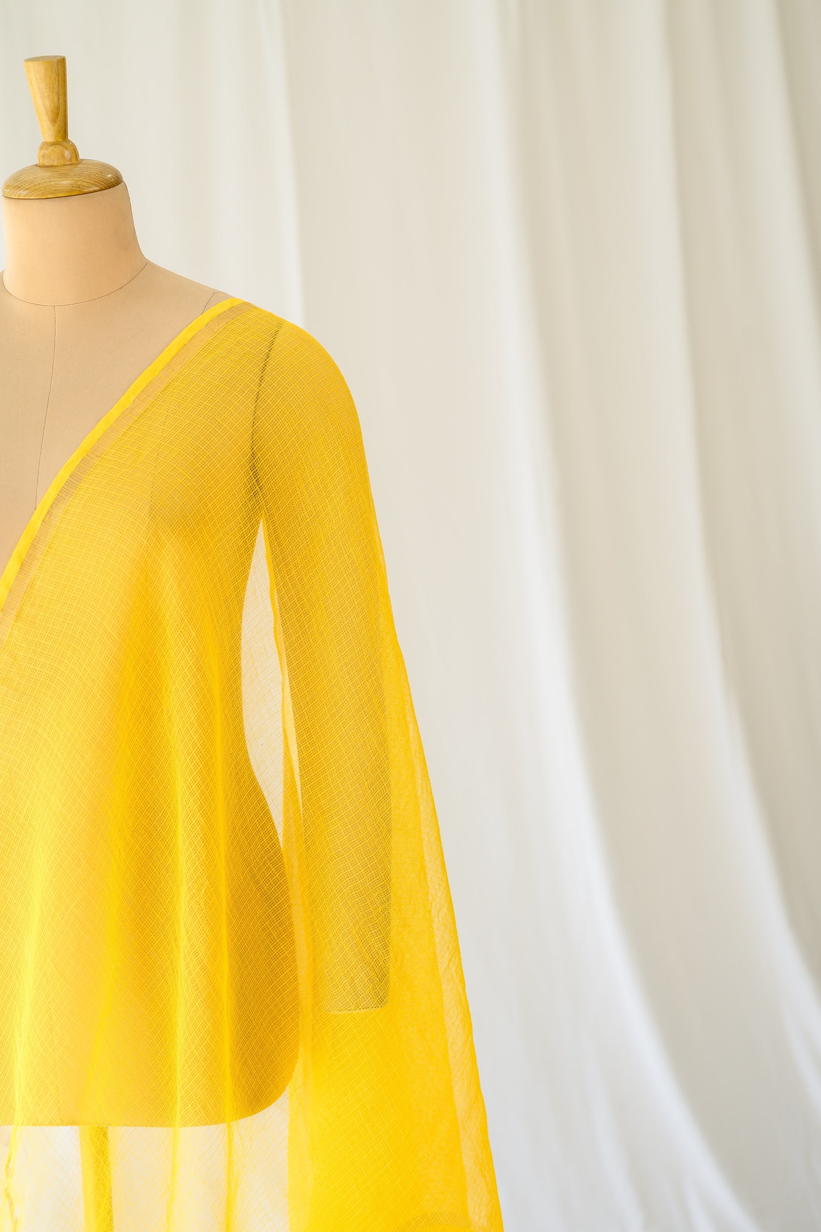 Turmeric Yellow Plain Kota Doria Dupatta