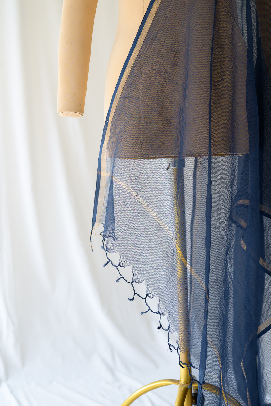 Navy Blue Plain Kota Doria Dupatta