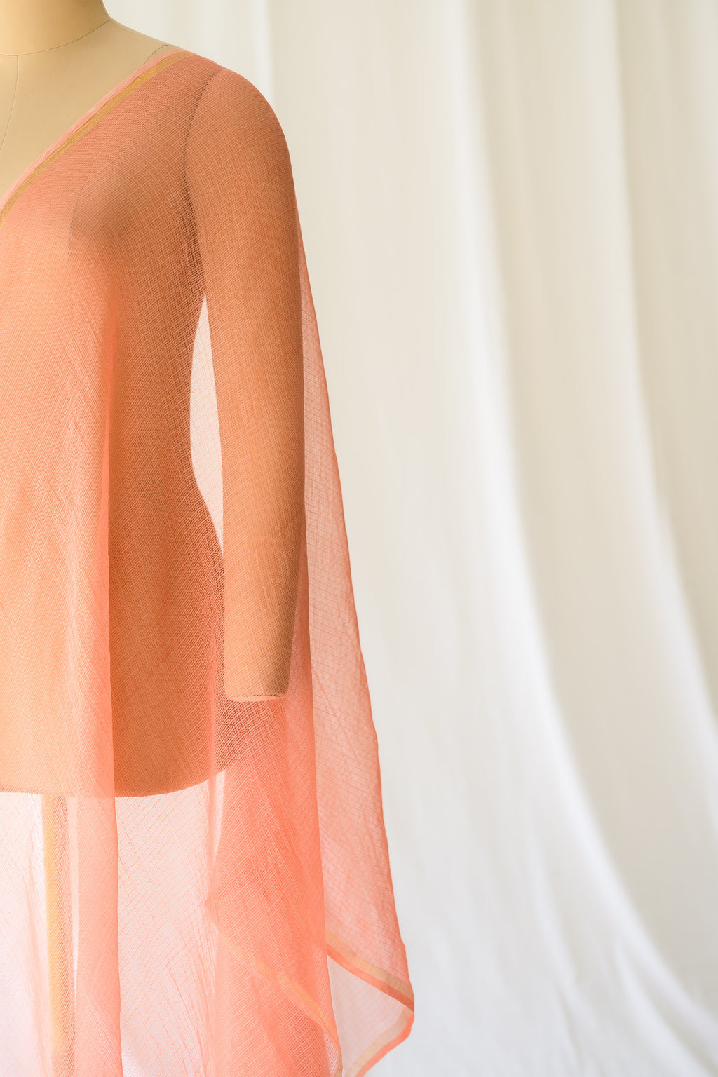 Peach Plain Kota Doria Dupatta