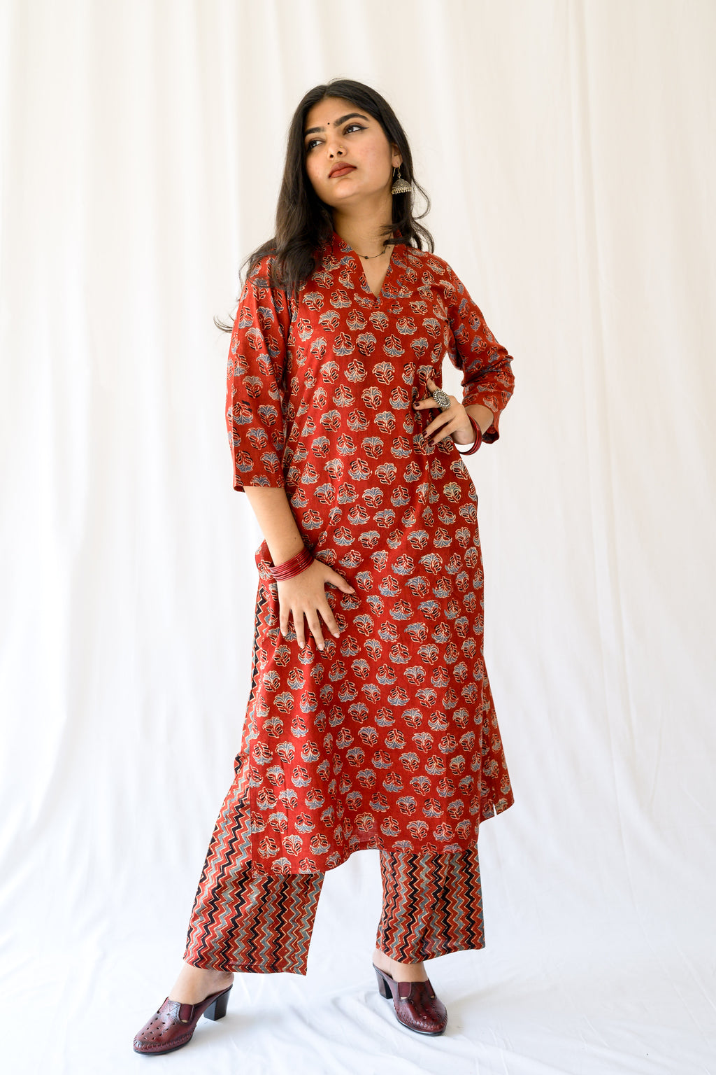 Nargis Madder Red Ajrakh Kurta