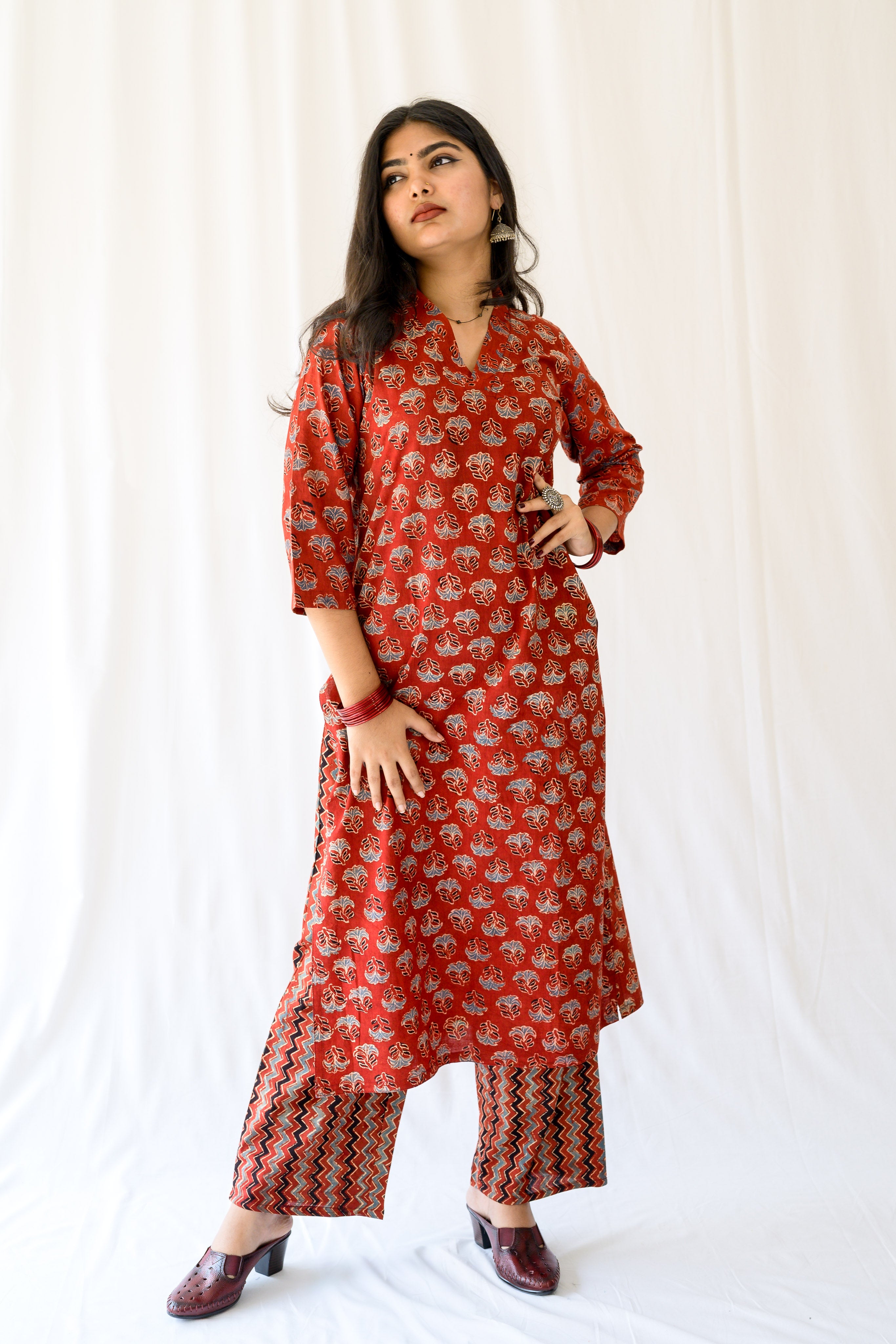 Nargis Madder Red Ajrakh Kurta