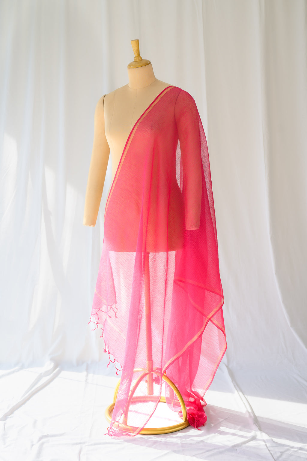 Rani Pink Plain Kota Doria Dupatta