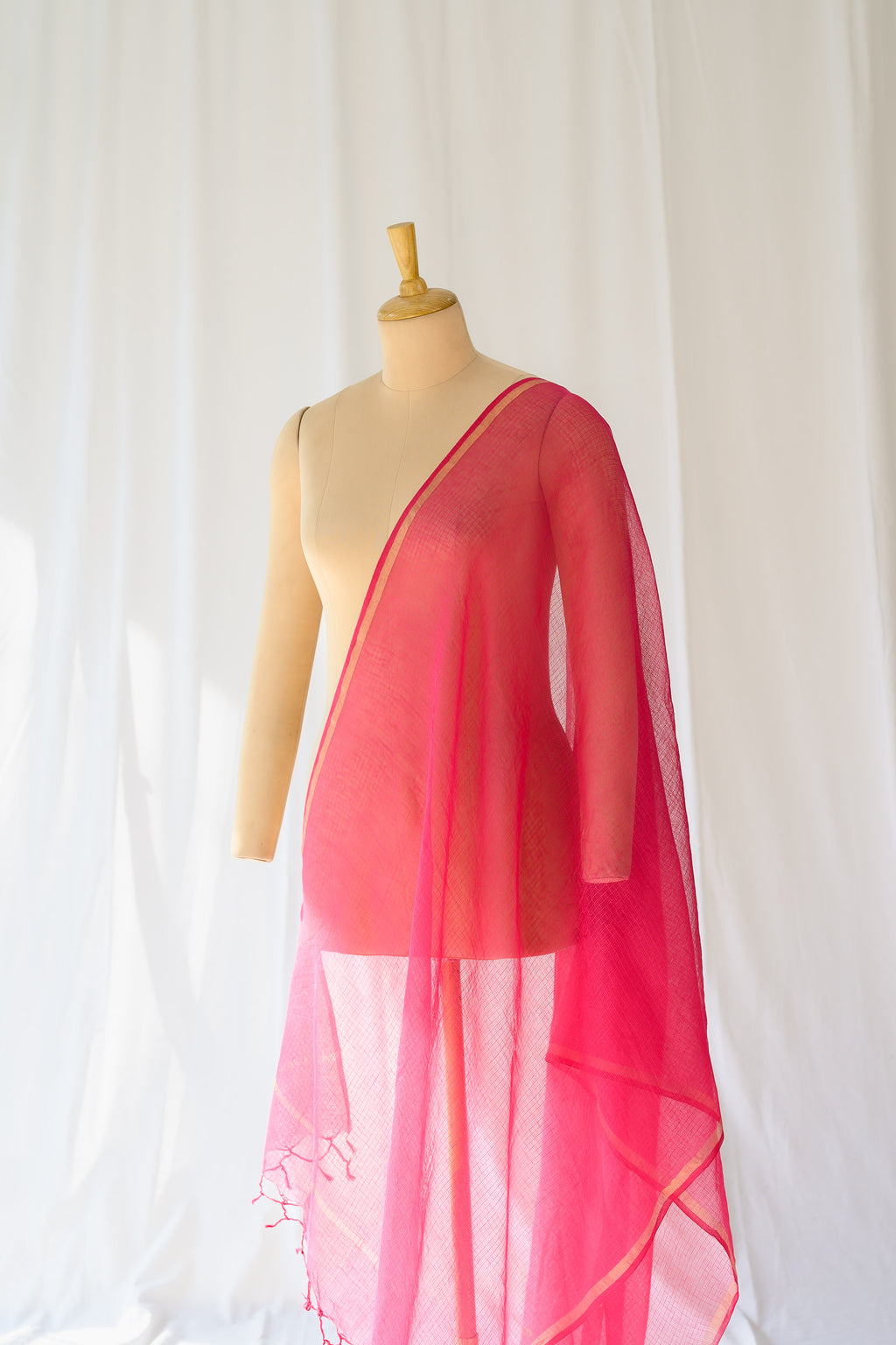 Rani Pink Plain Kota Doria Dupatta