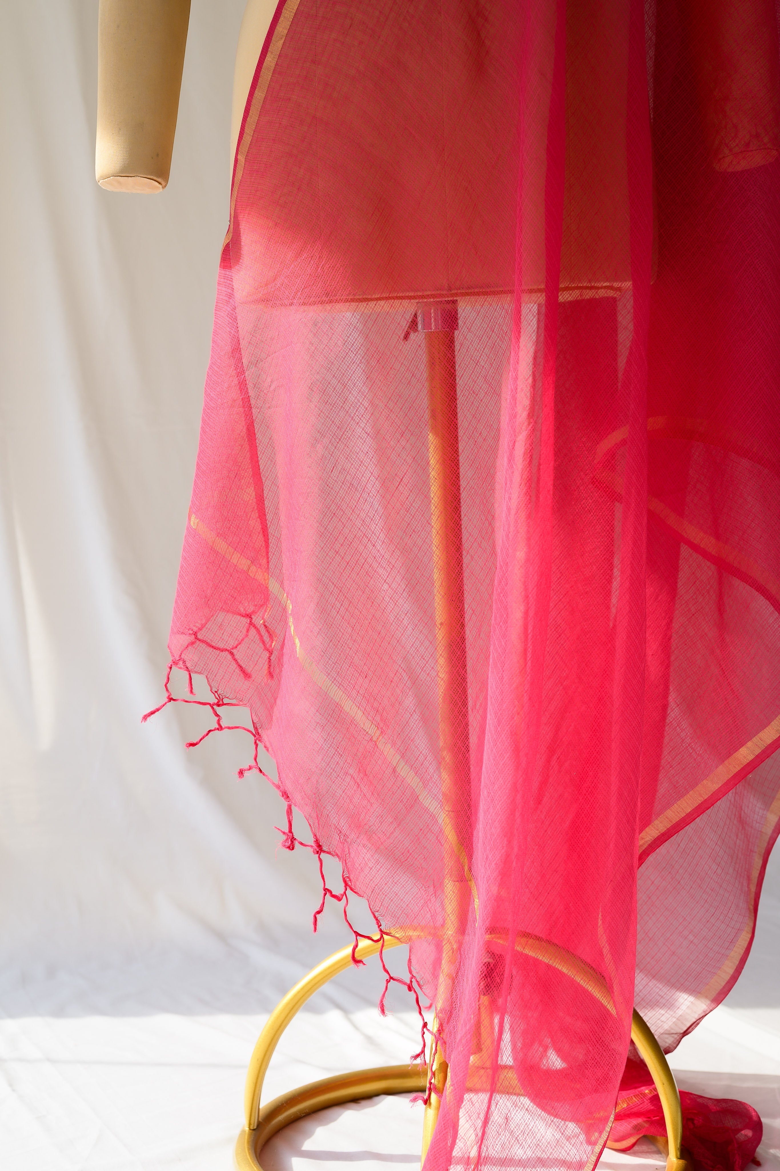 Rani Pink Plain Kota Doria Dupatta