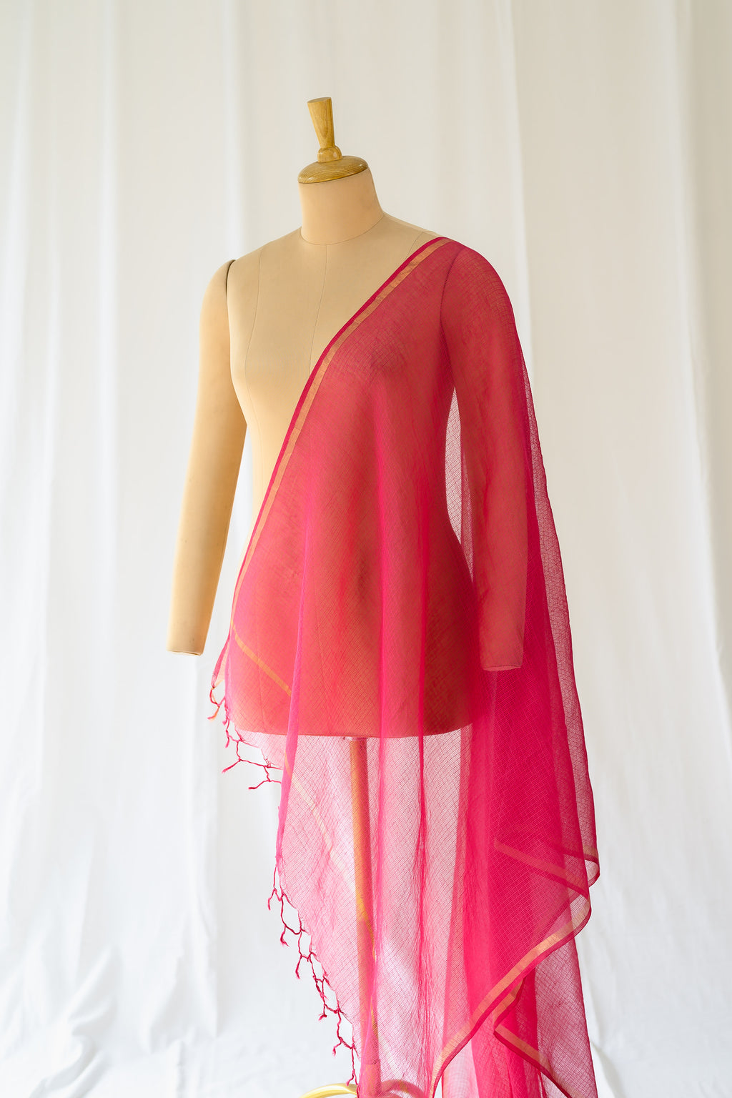 Rani Pink Plain Kota Doria Dupatta