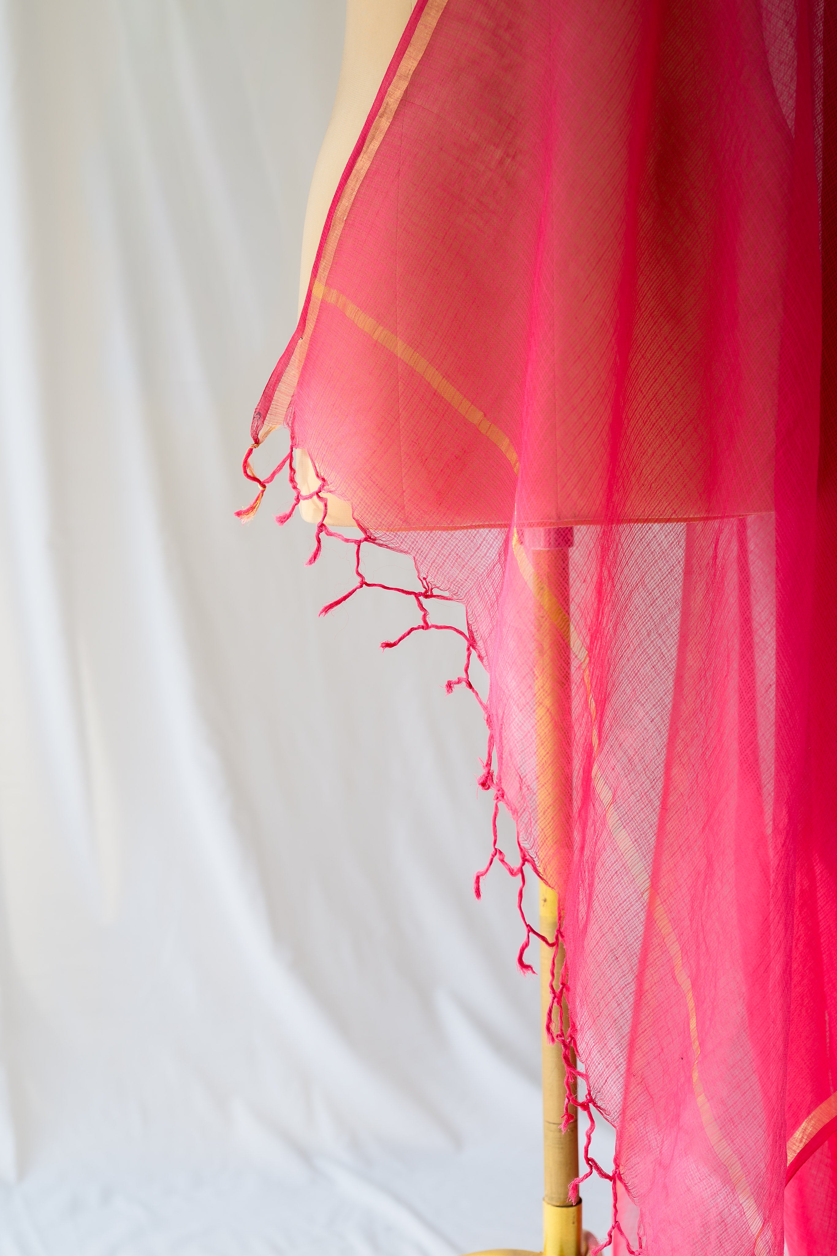 Rani Pink Plain Kota Doria Dupatta