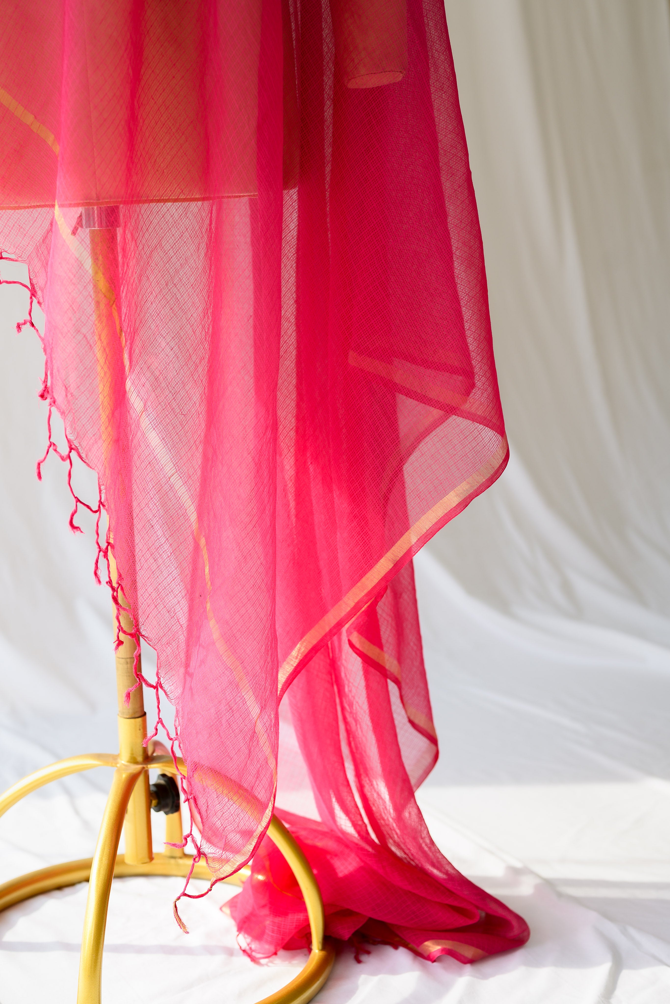 Rani Pink Plain Kota Doria Dupatta