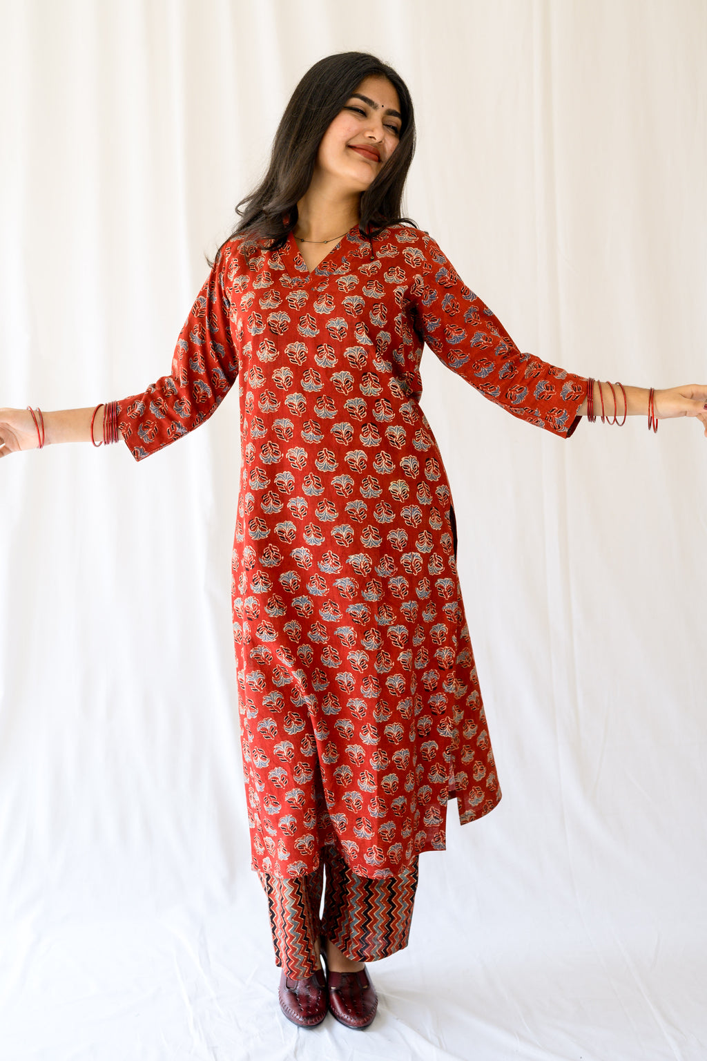 Nargis Madder Red Ajrakh Kurta