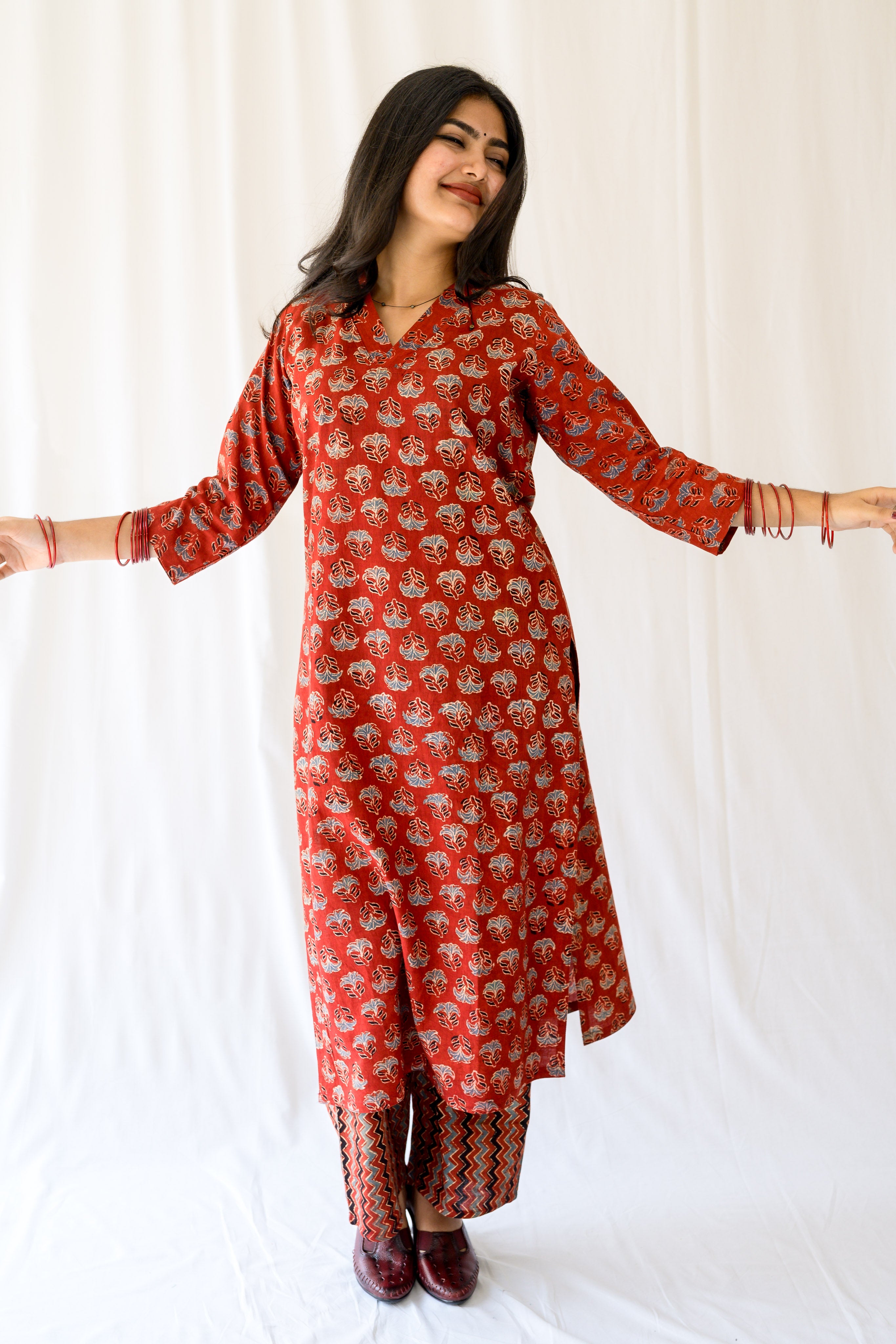 Nargis Madder Red Ajrakh Kurta