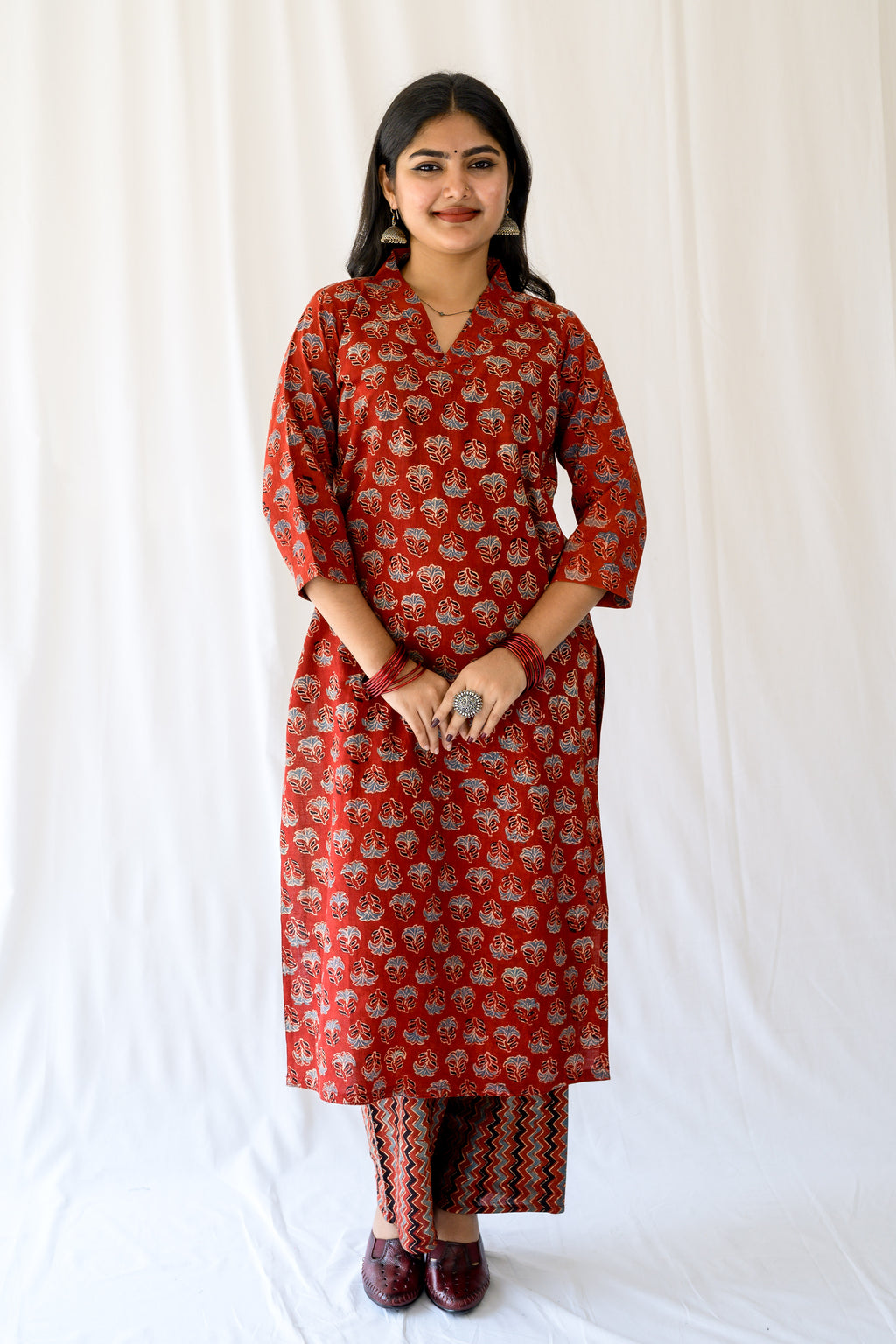 Nargis Madder Red Ajrakh Kurta