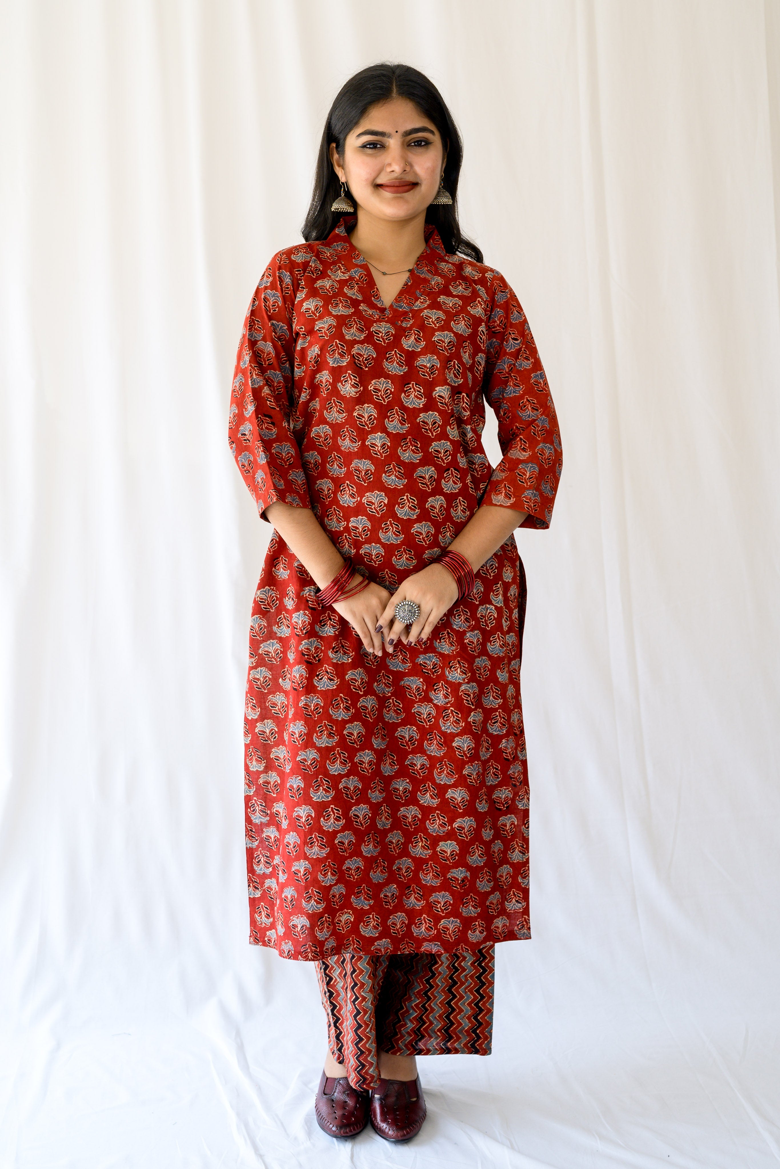 Nargis Madder Red Ajrakh Kurta