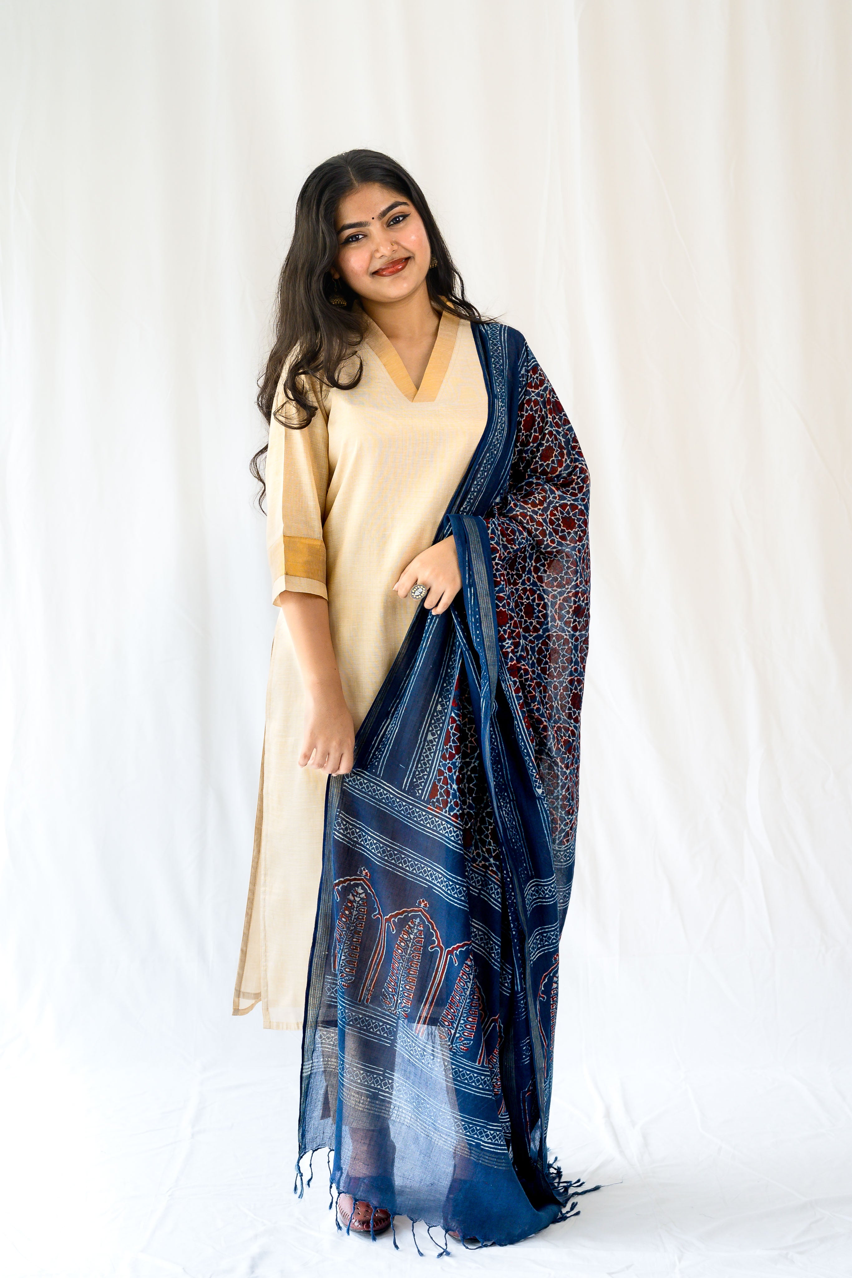 Kasavu Elegance Antique Gold Tissue Kurta