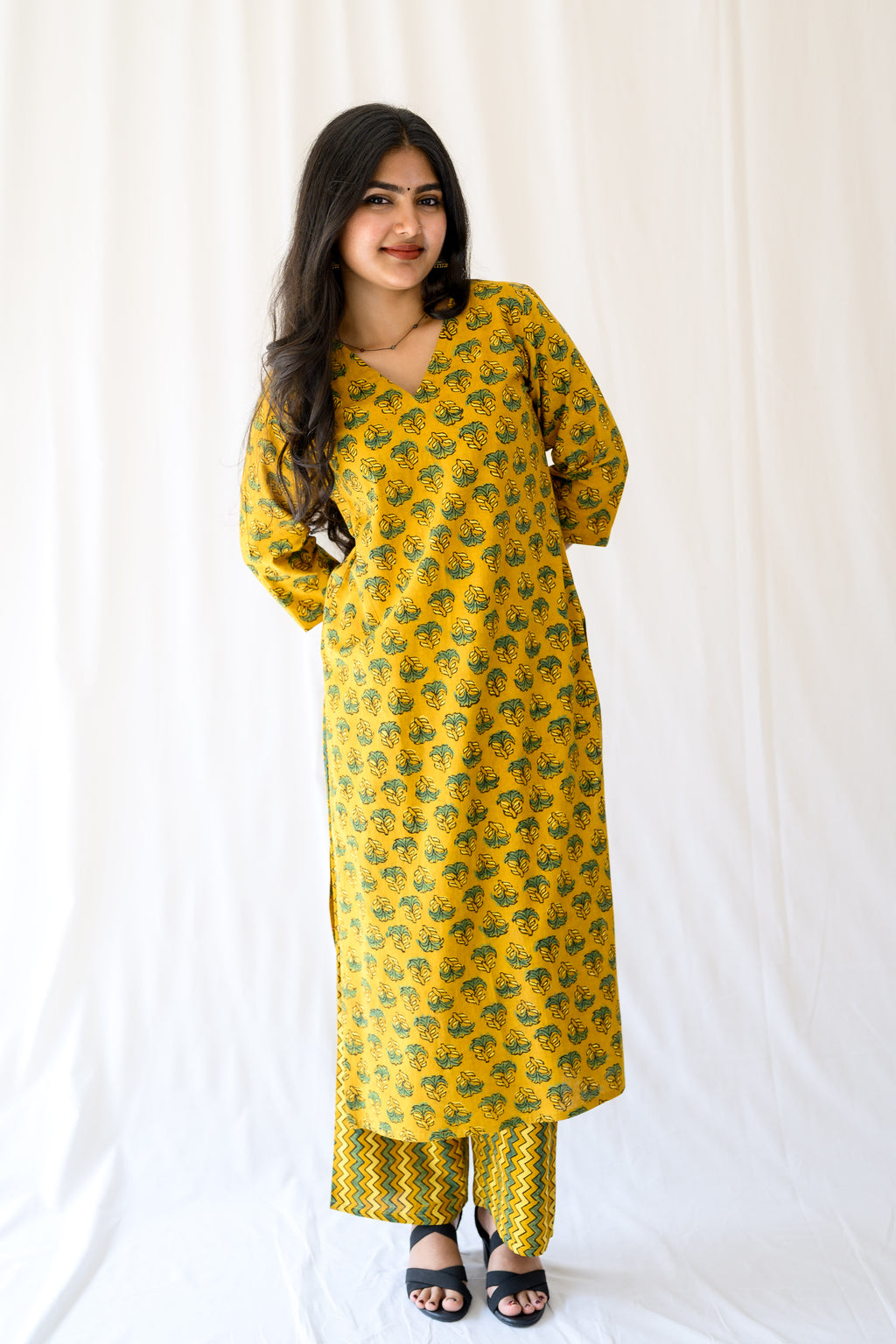 Nargis Turmeric Ajrakh Kurta