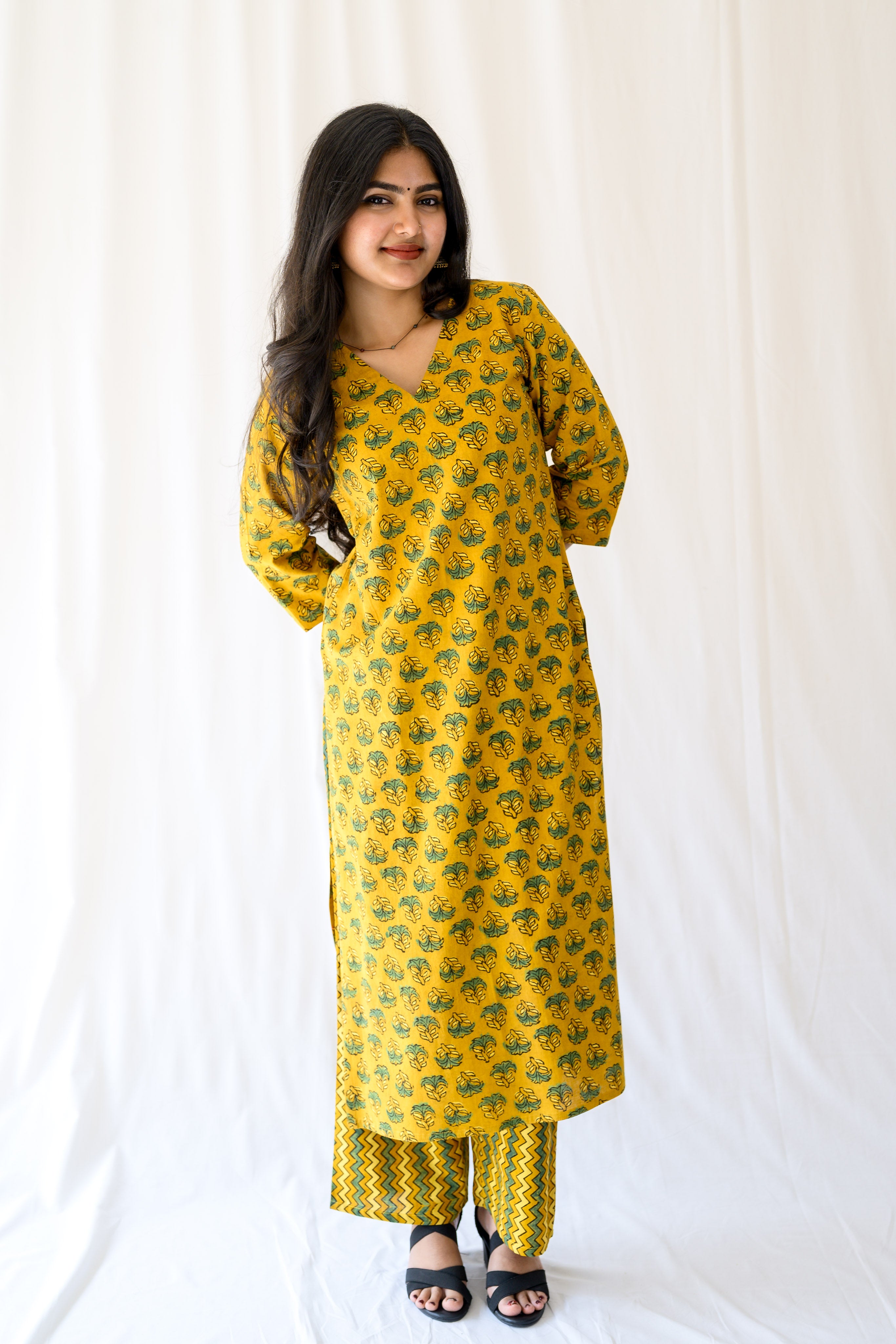 Nargis Turmeric Ajrakh Kurta