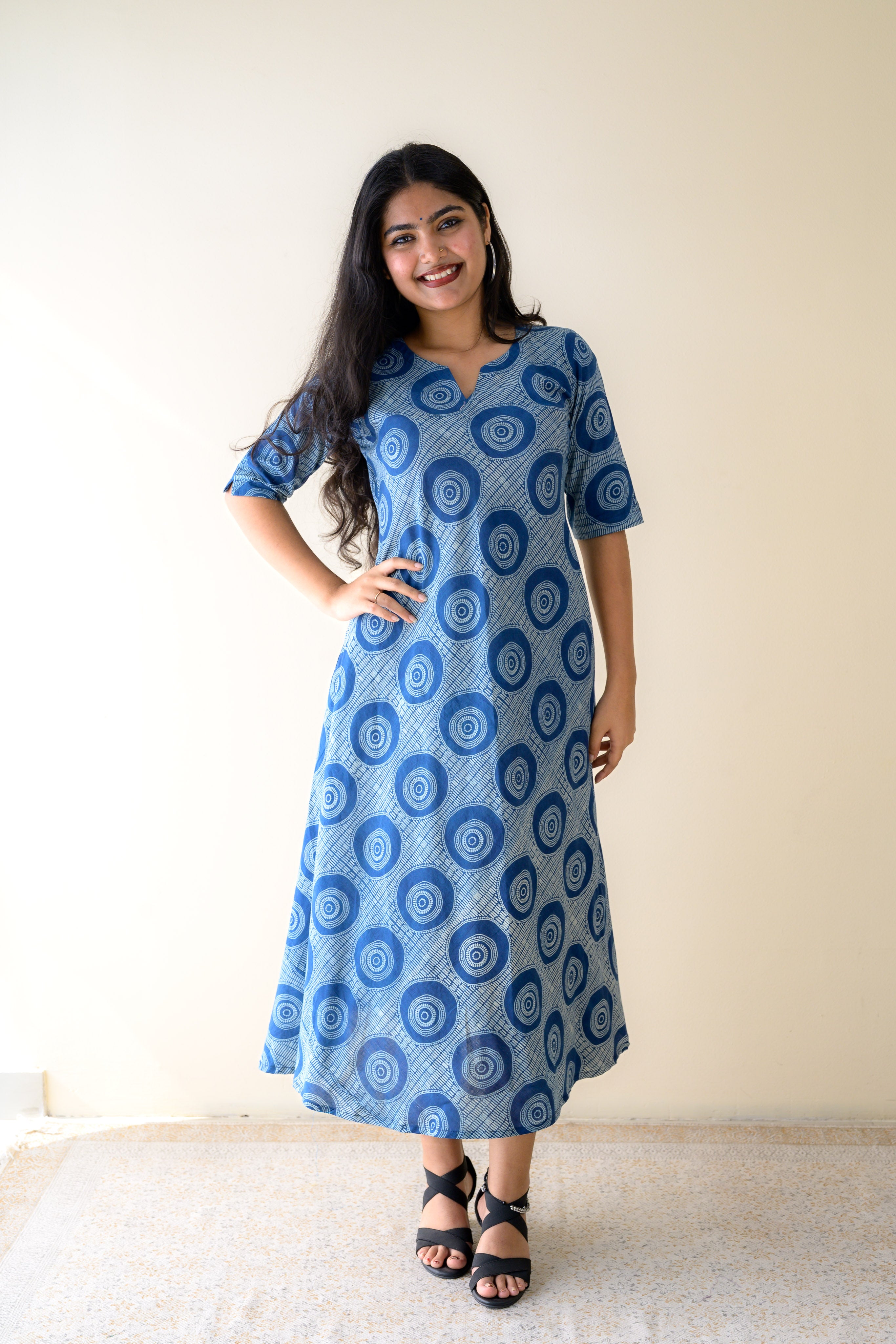 Urmi Indigo Dabu Cotton Dress