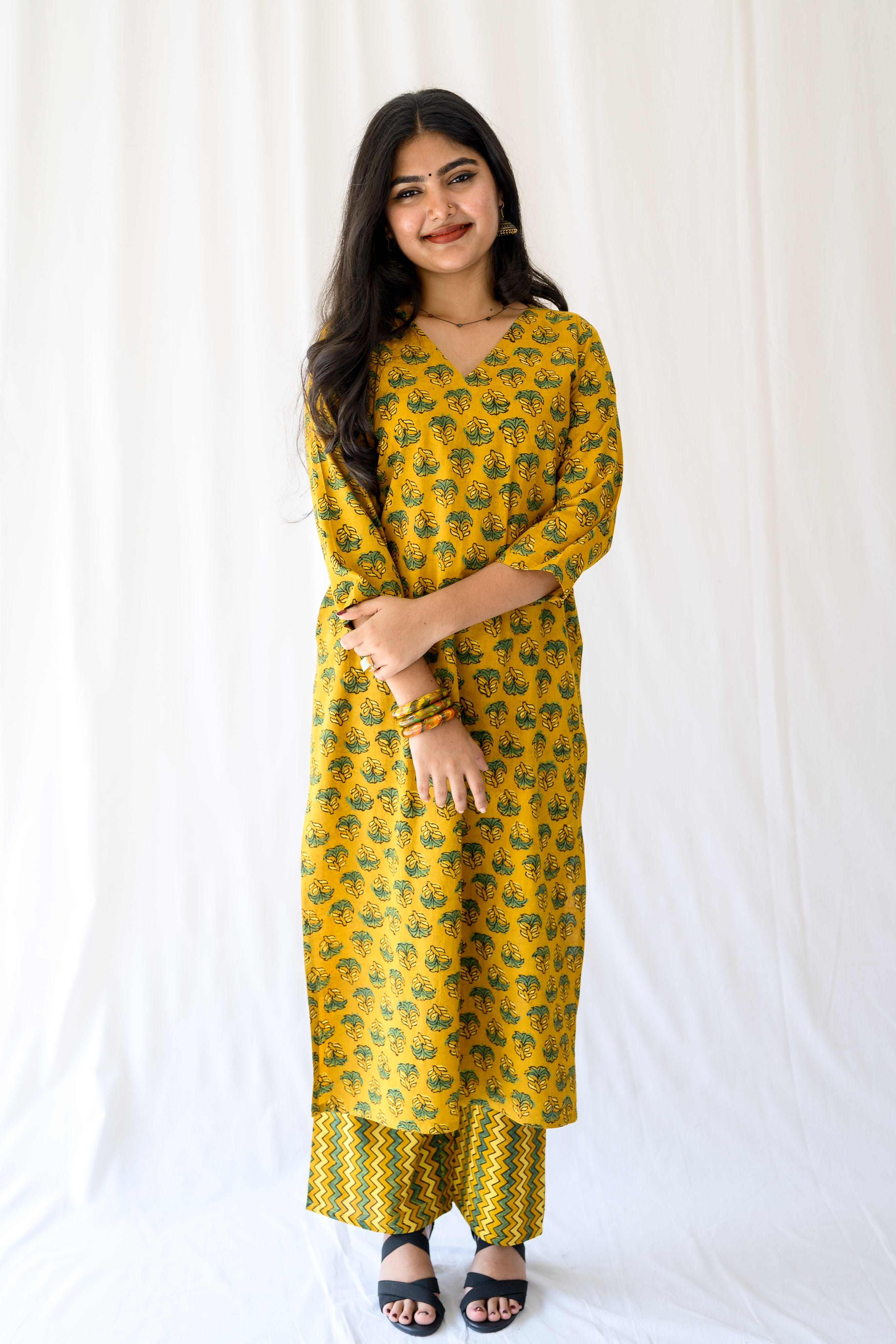Nargis Turmeric Ajrakh Kurta