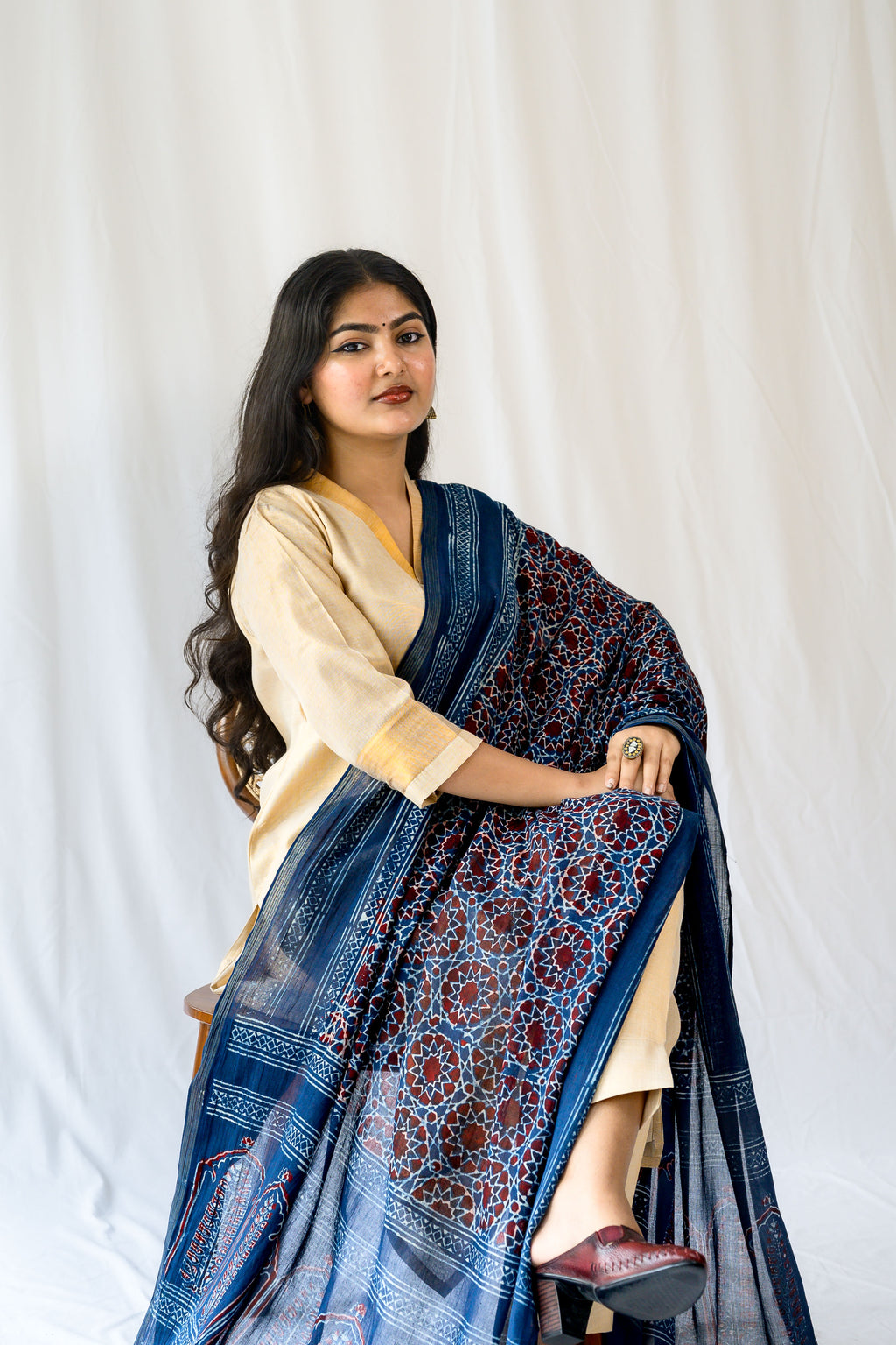Kasavu Elegance Antique Gold Tissue Kurta