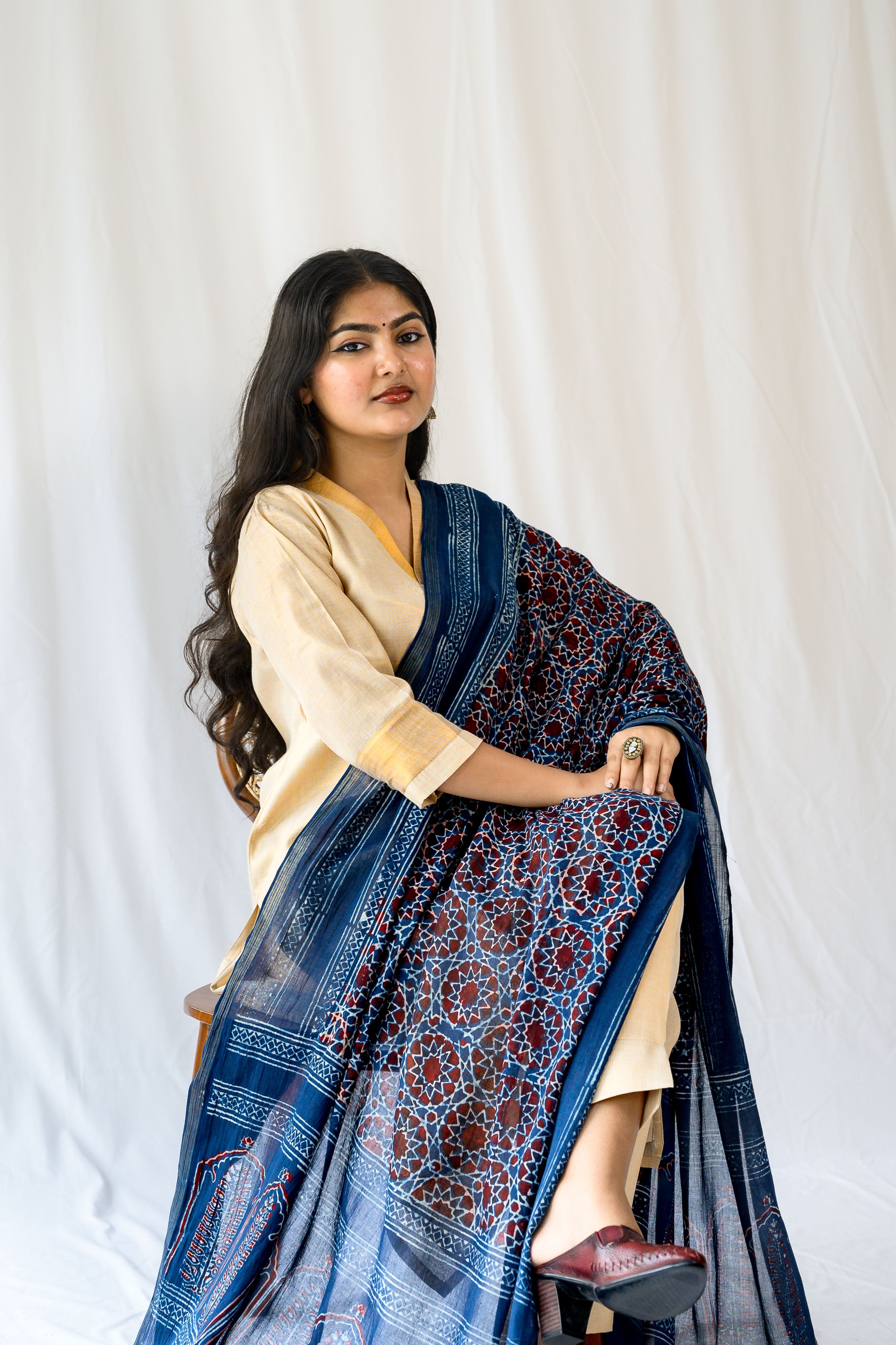 Kasavu Elegance Antique Gold Tissue Kurta