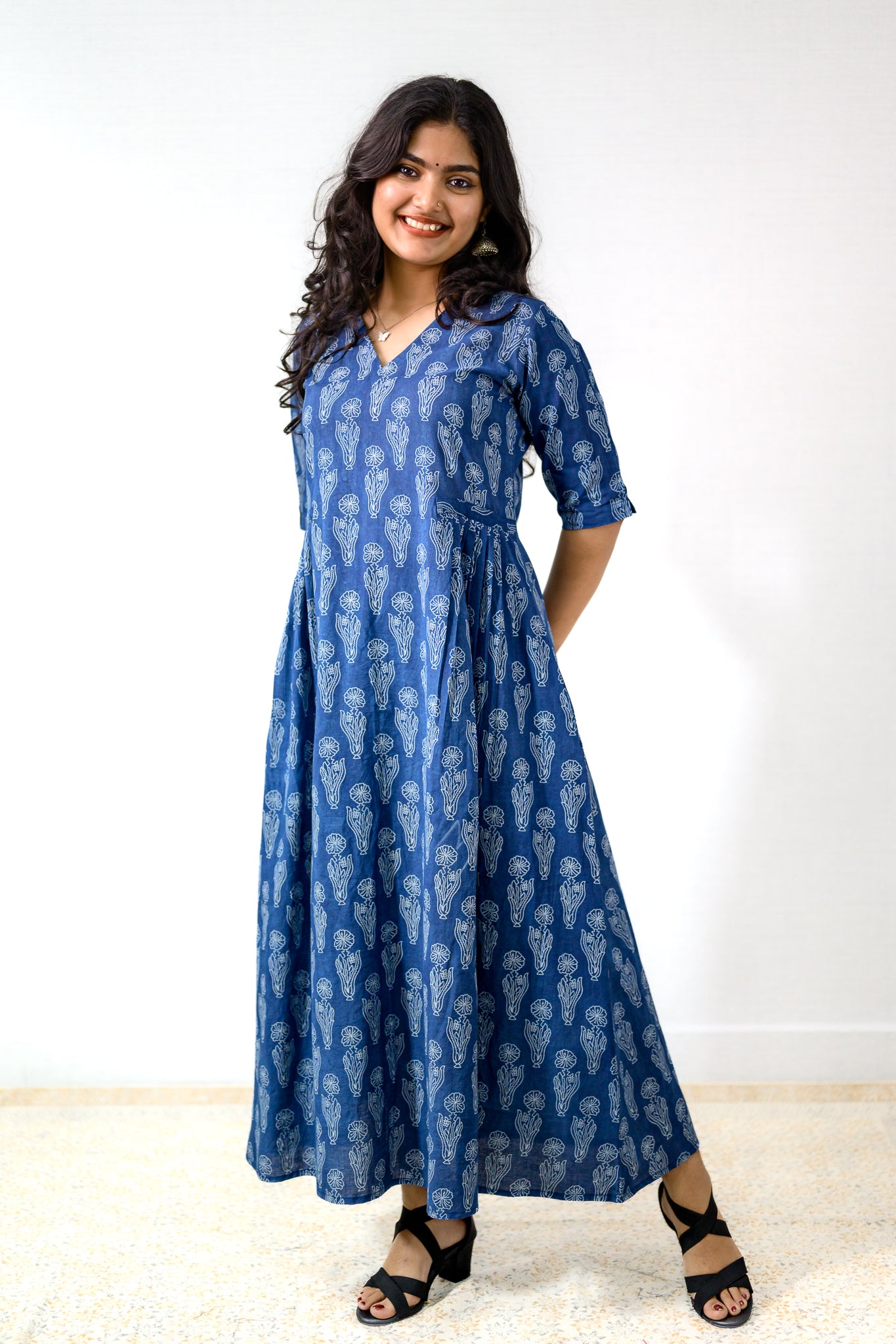 Iniya Indigo Dabu Cotton Dress