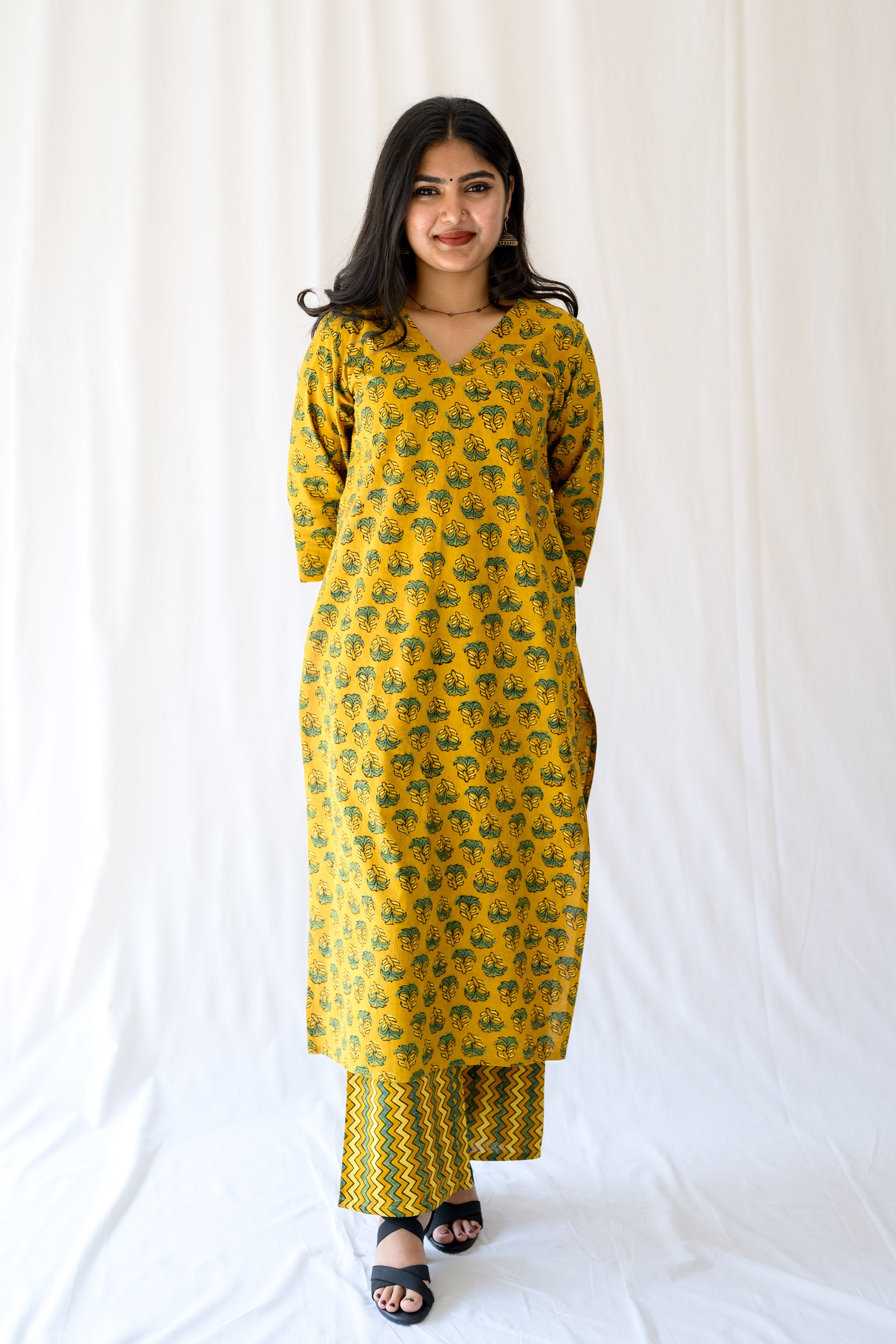 Nargis Turmeric Ajrakh Kurta