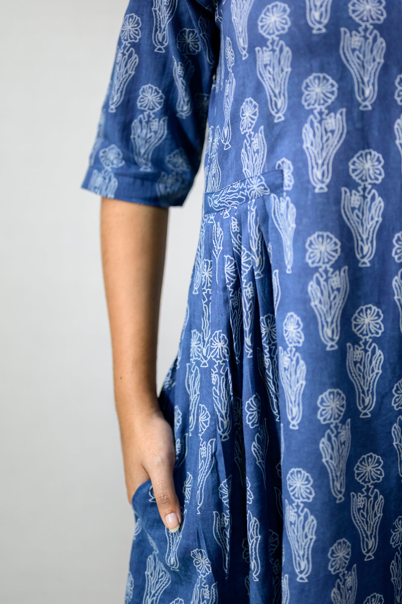 Iniya Indigo Dabu Cotton Dress