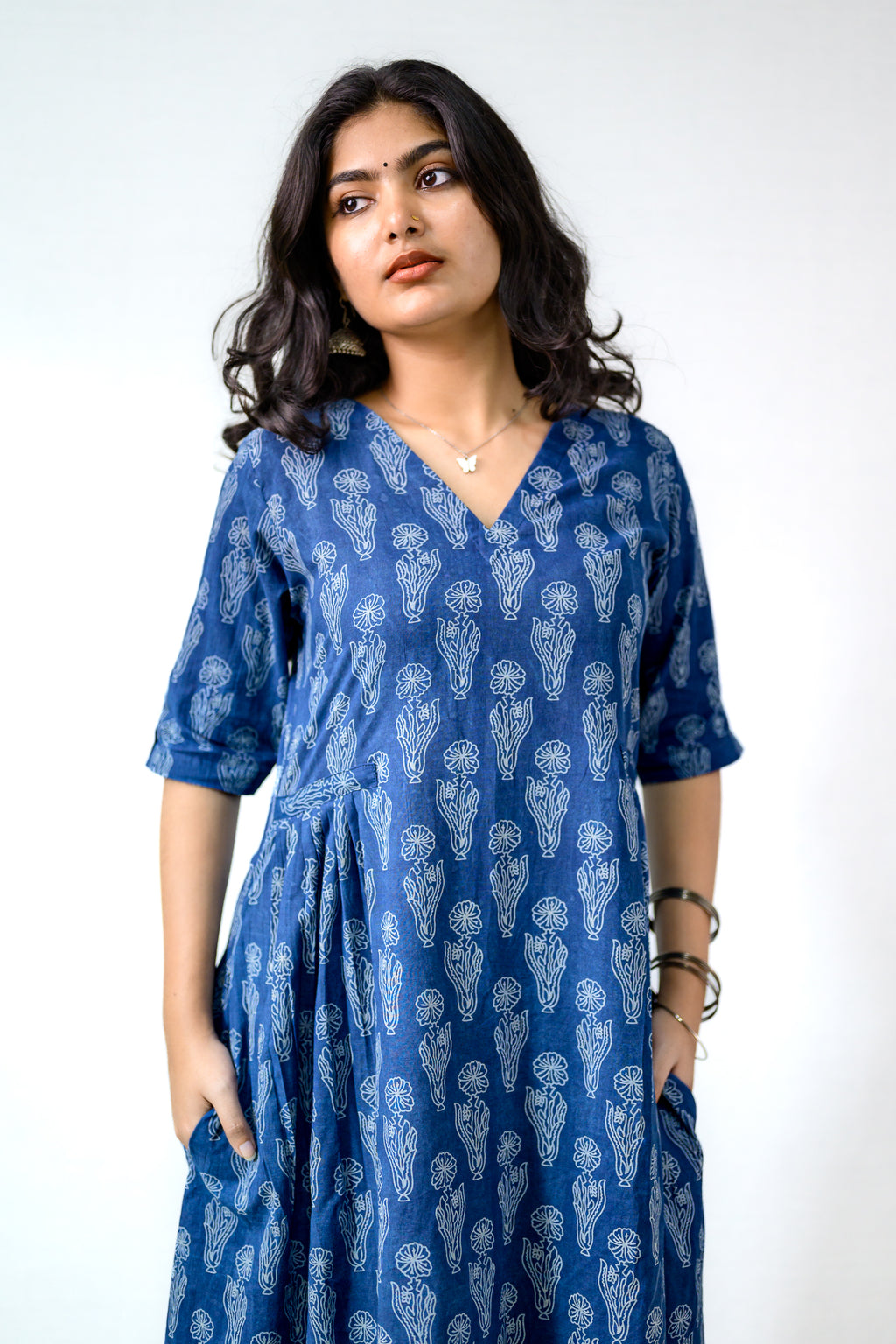 Iniya Indigo Dabu Cotton Dress