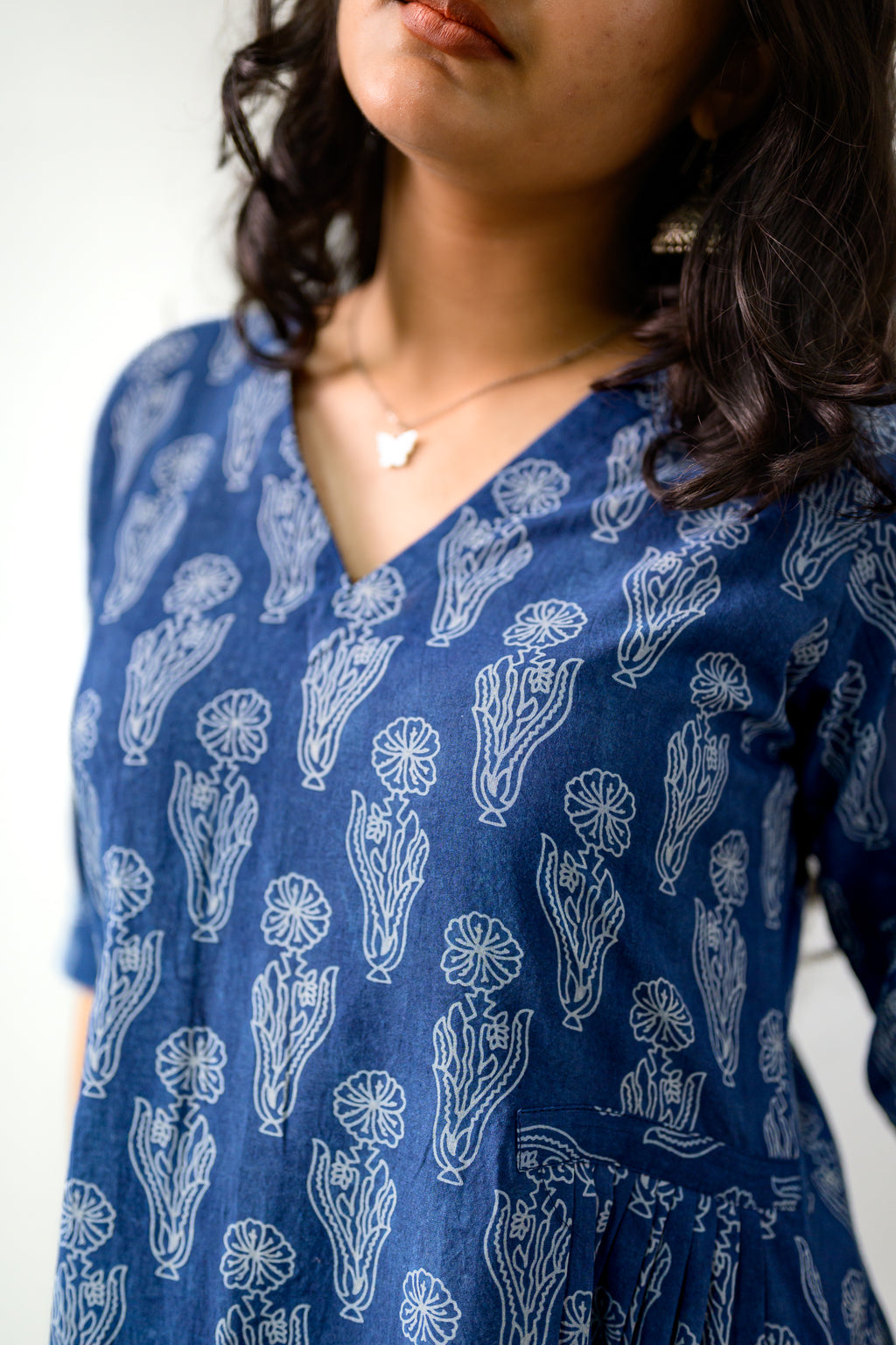 Iniya Indigo Dabu Cotton Dress