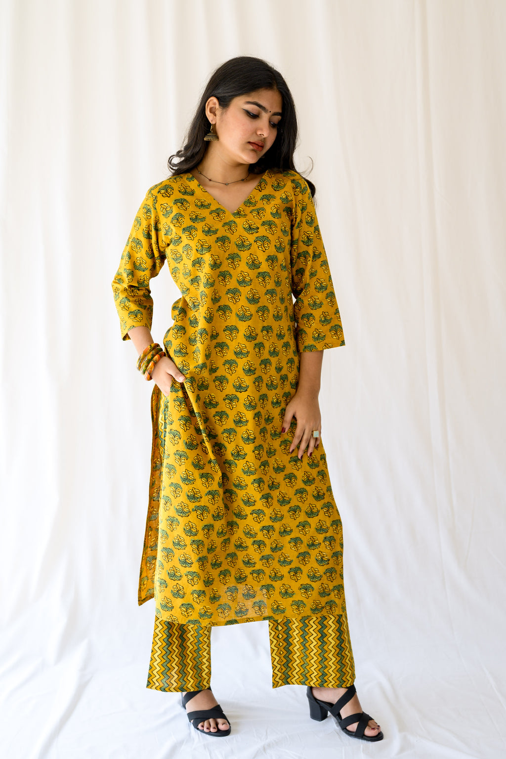 Nargis Turmeric Ajrakh Kurta