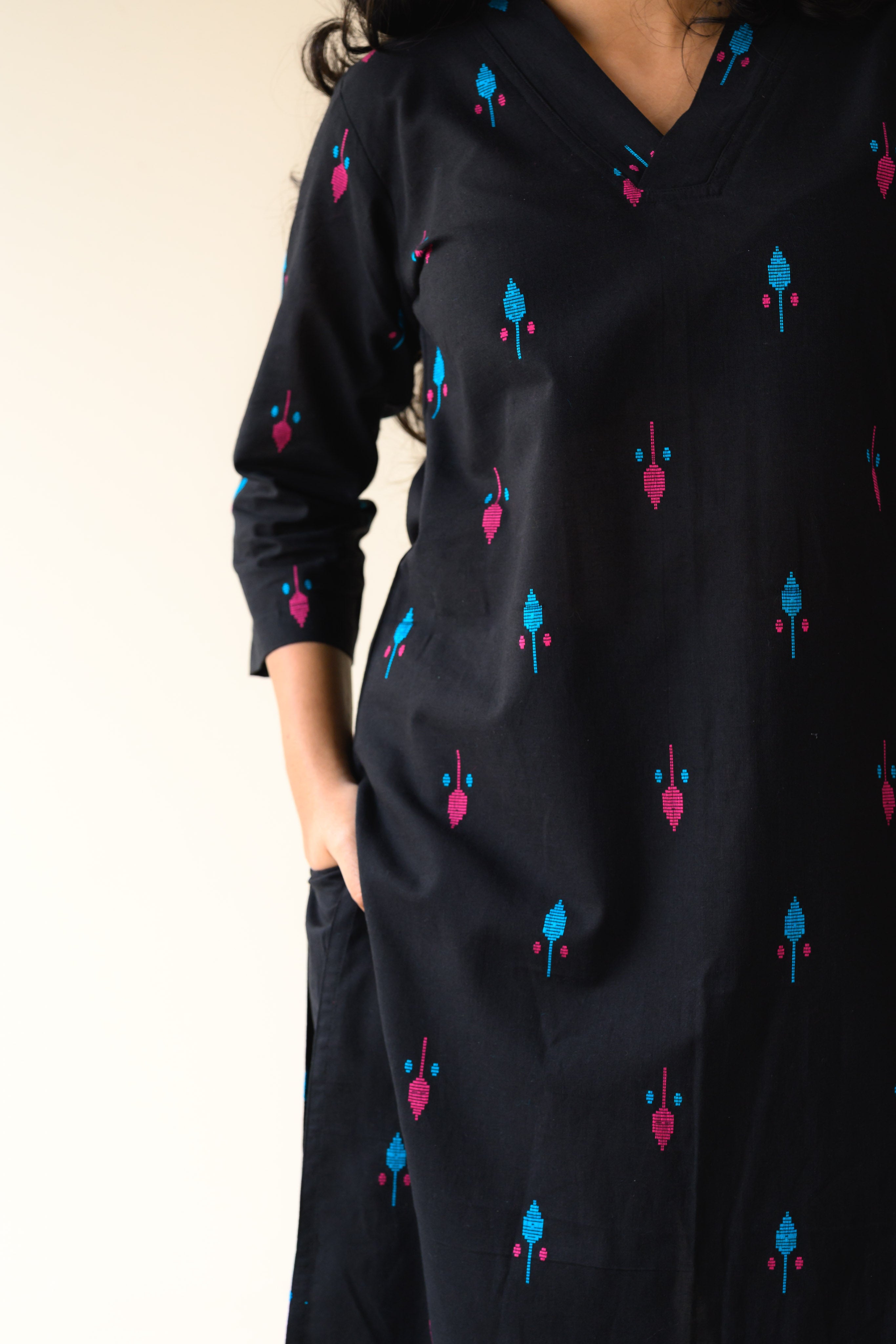 Set of 2- Inara Black South Cotton Kurta & Pants Set