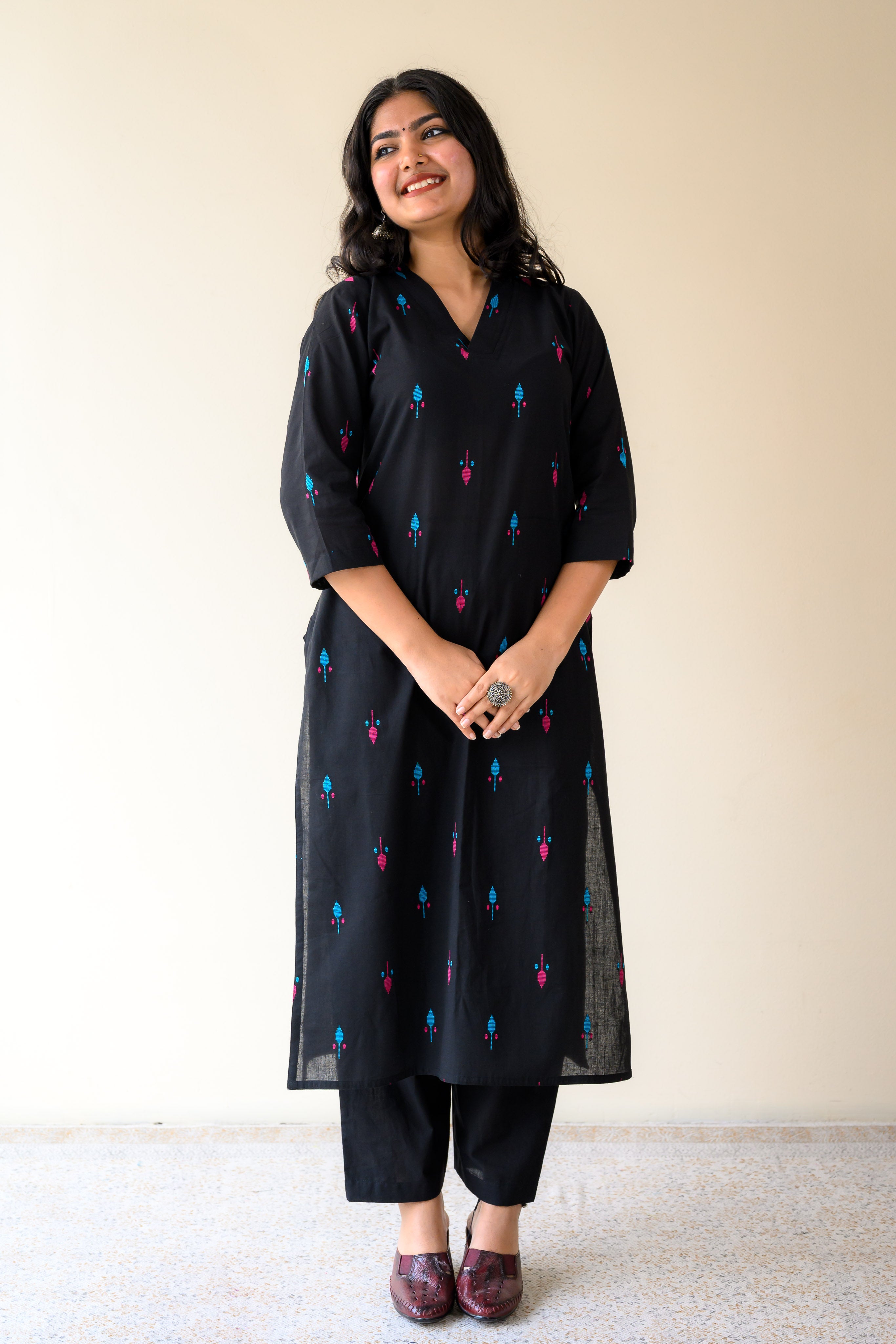 Set of 2- Inara Black South Cotton Kurta & Pants Set
