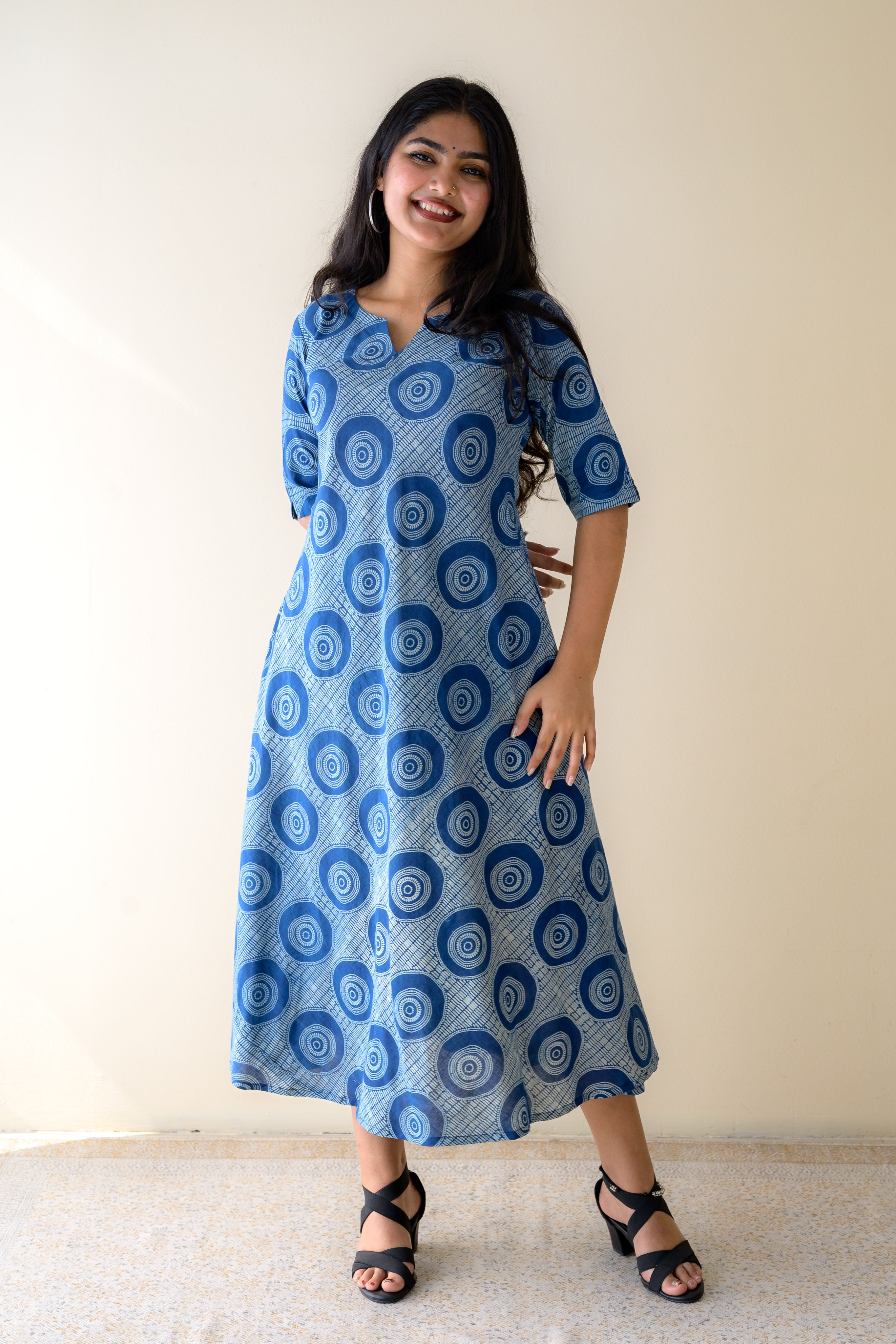 Urmi Indigo Dabu Cotton Dress