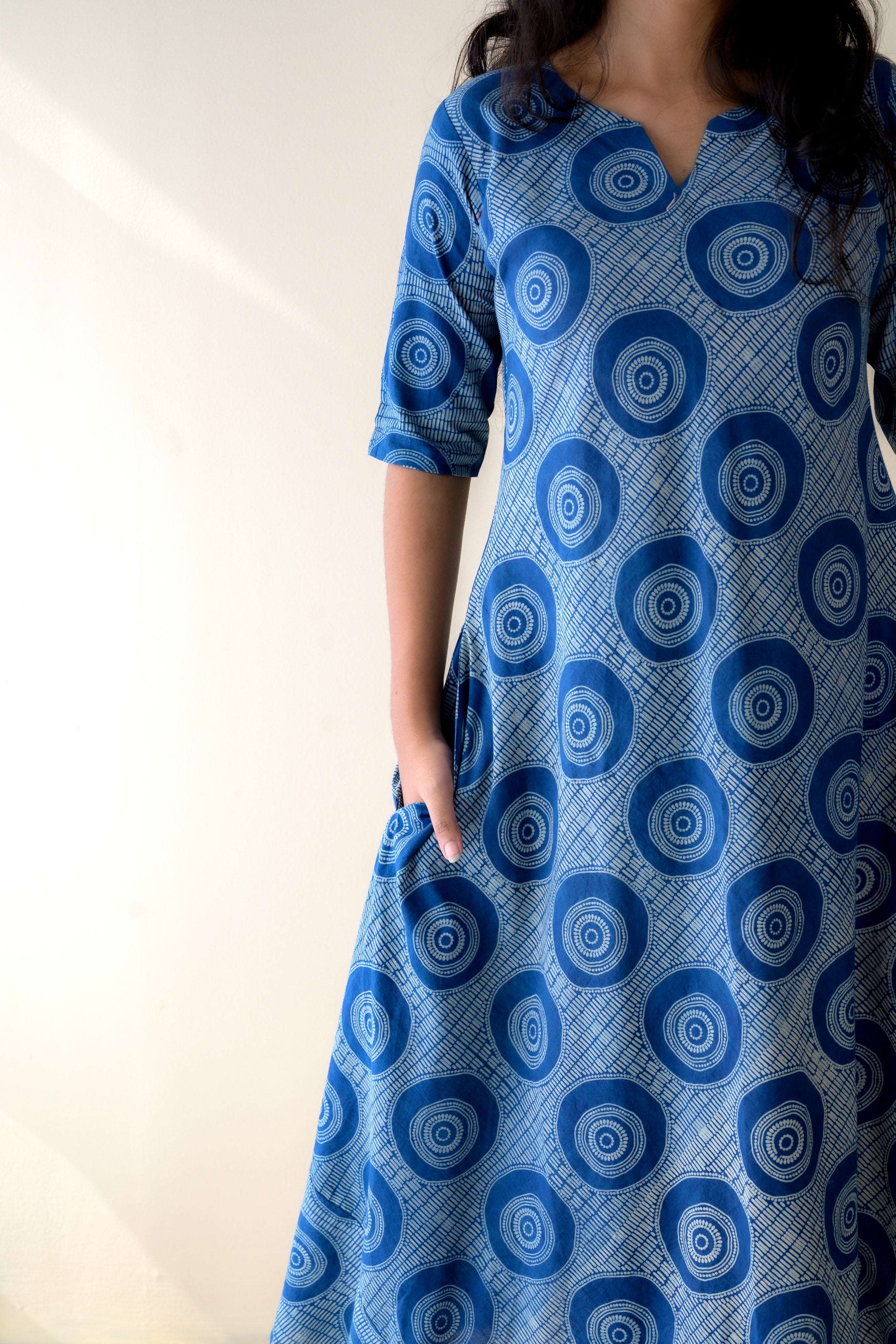 Urmi Indigo Dabu Cotton Dress