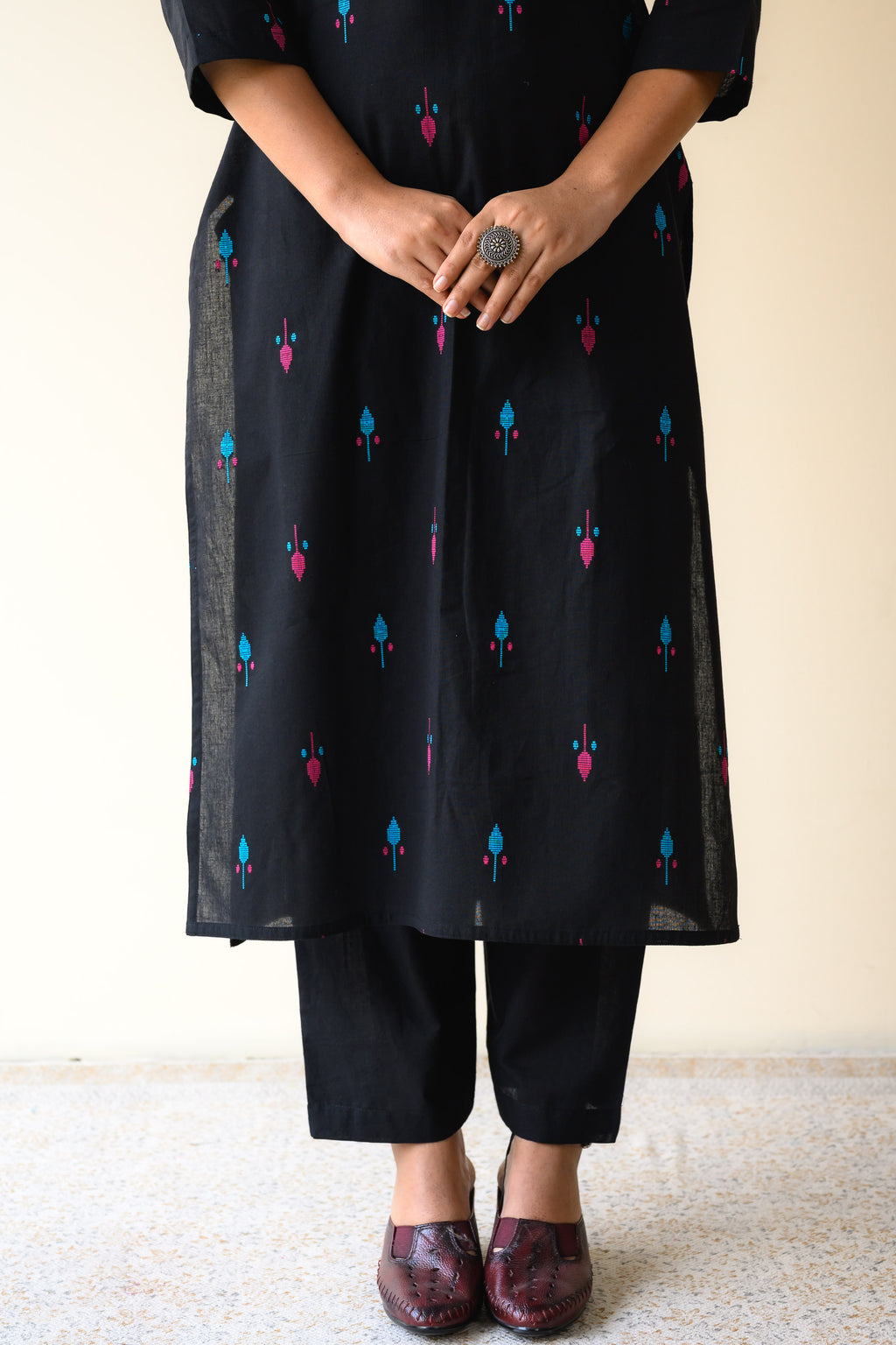 Set of 2- Inara Black South Cotton Kurta & Pants Set