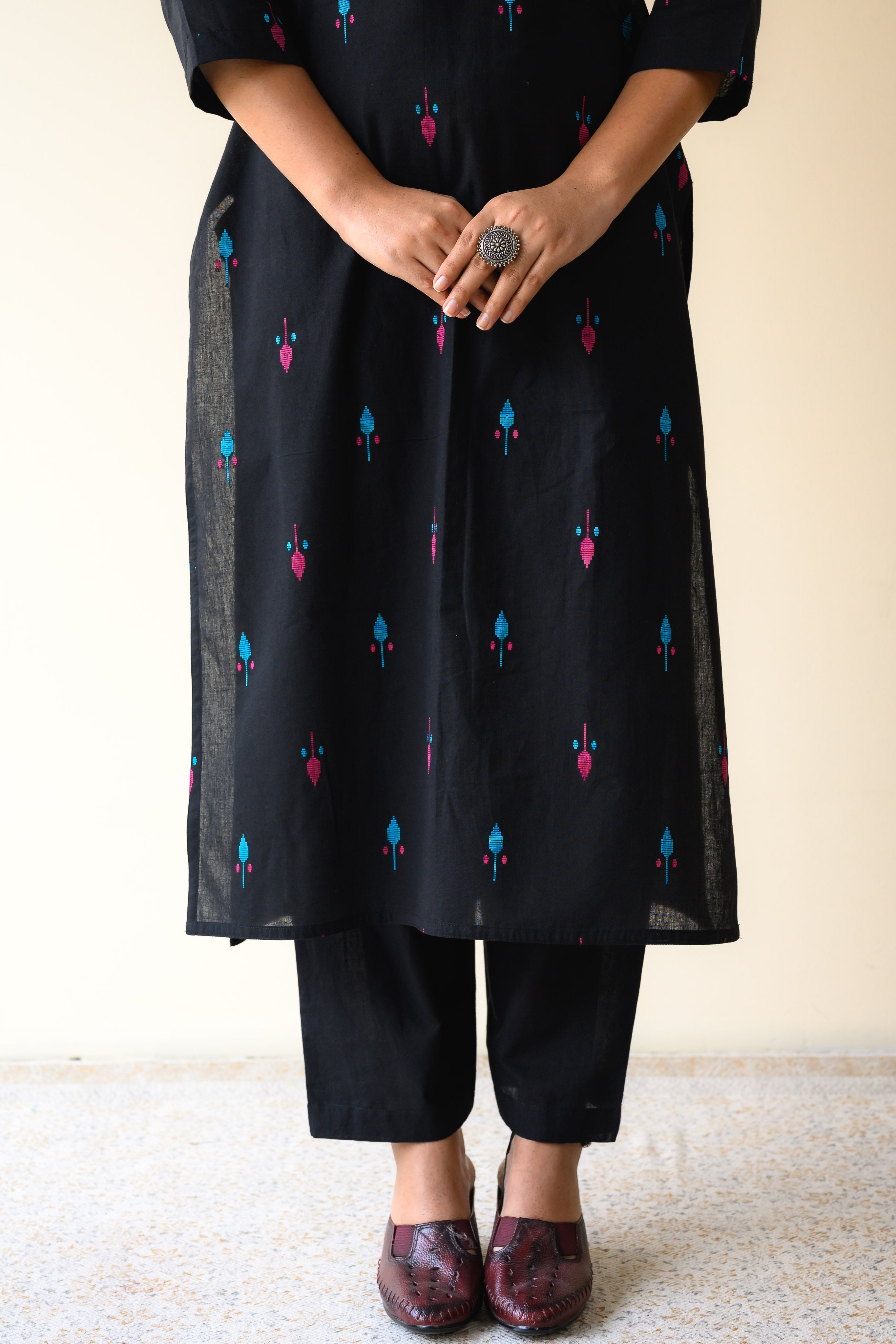 Set of 2- Inara Black South Cotton Kurta & Pants Set