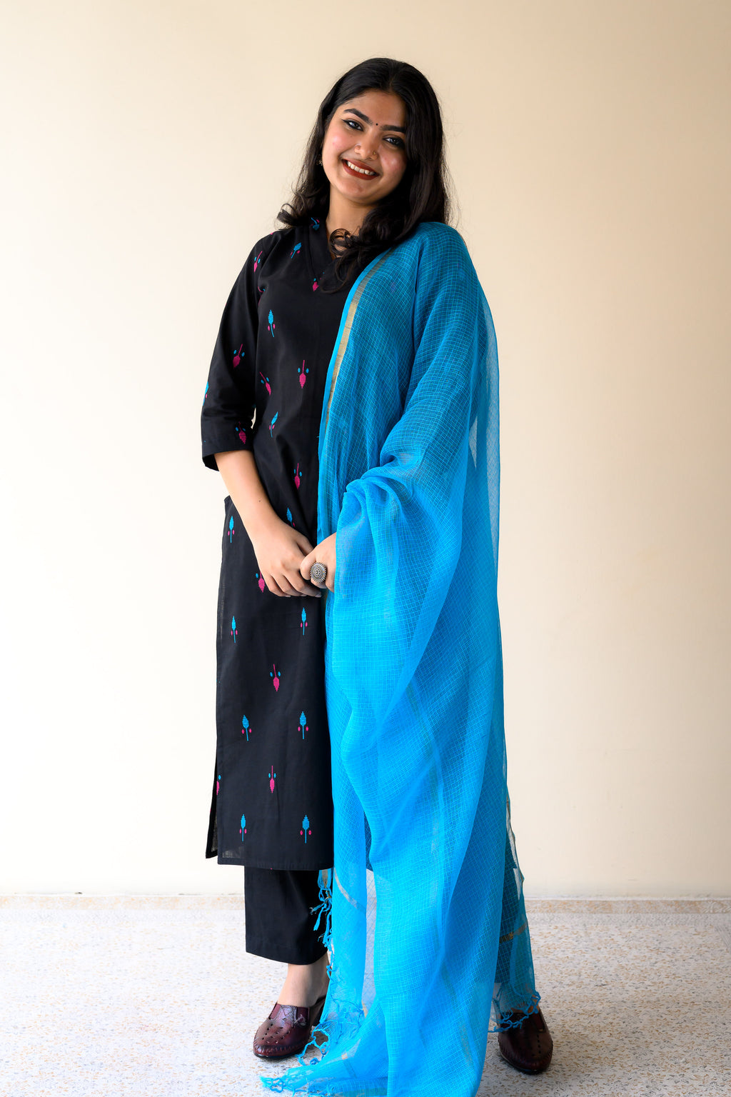 Set of 2- Inara Black South Cotton Kurta & Pants Set