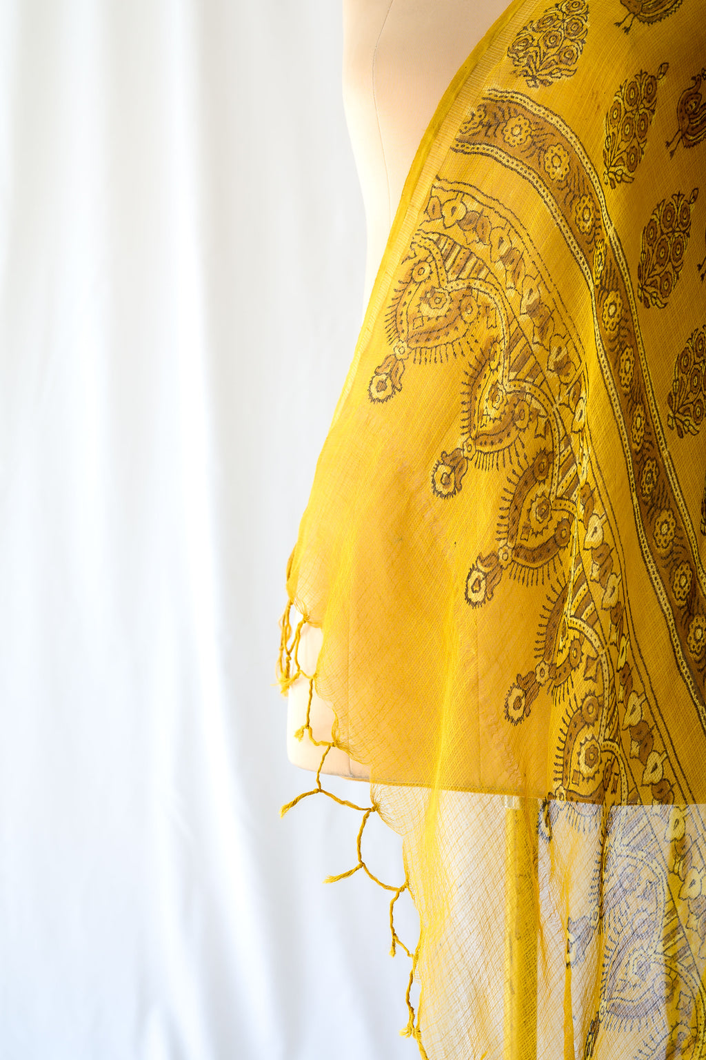 Hemali Handblock Printed Ajrakh Kota Doria Dupatta