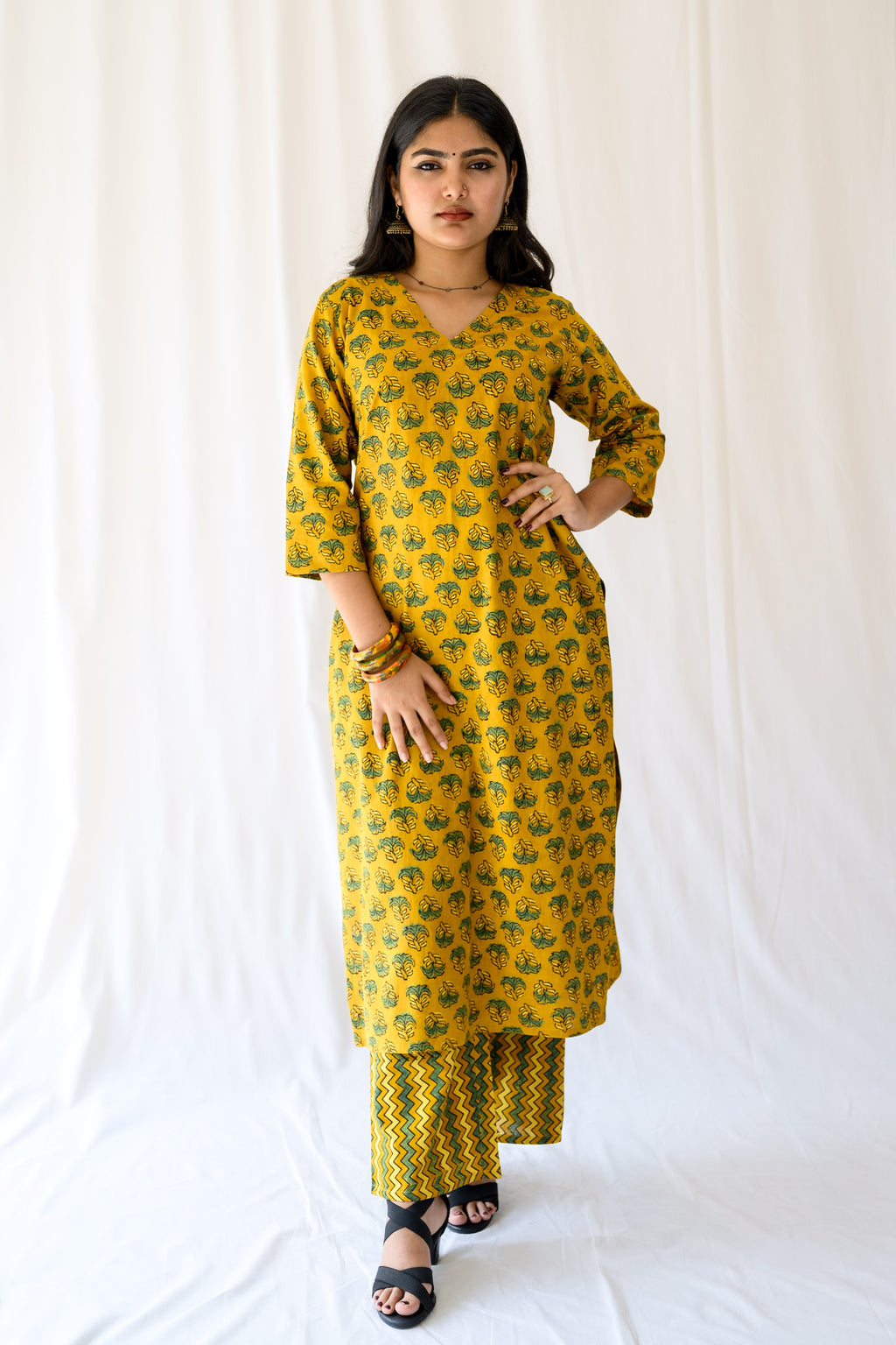 Nargis Turmeric Ajrakh Kurta