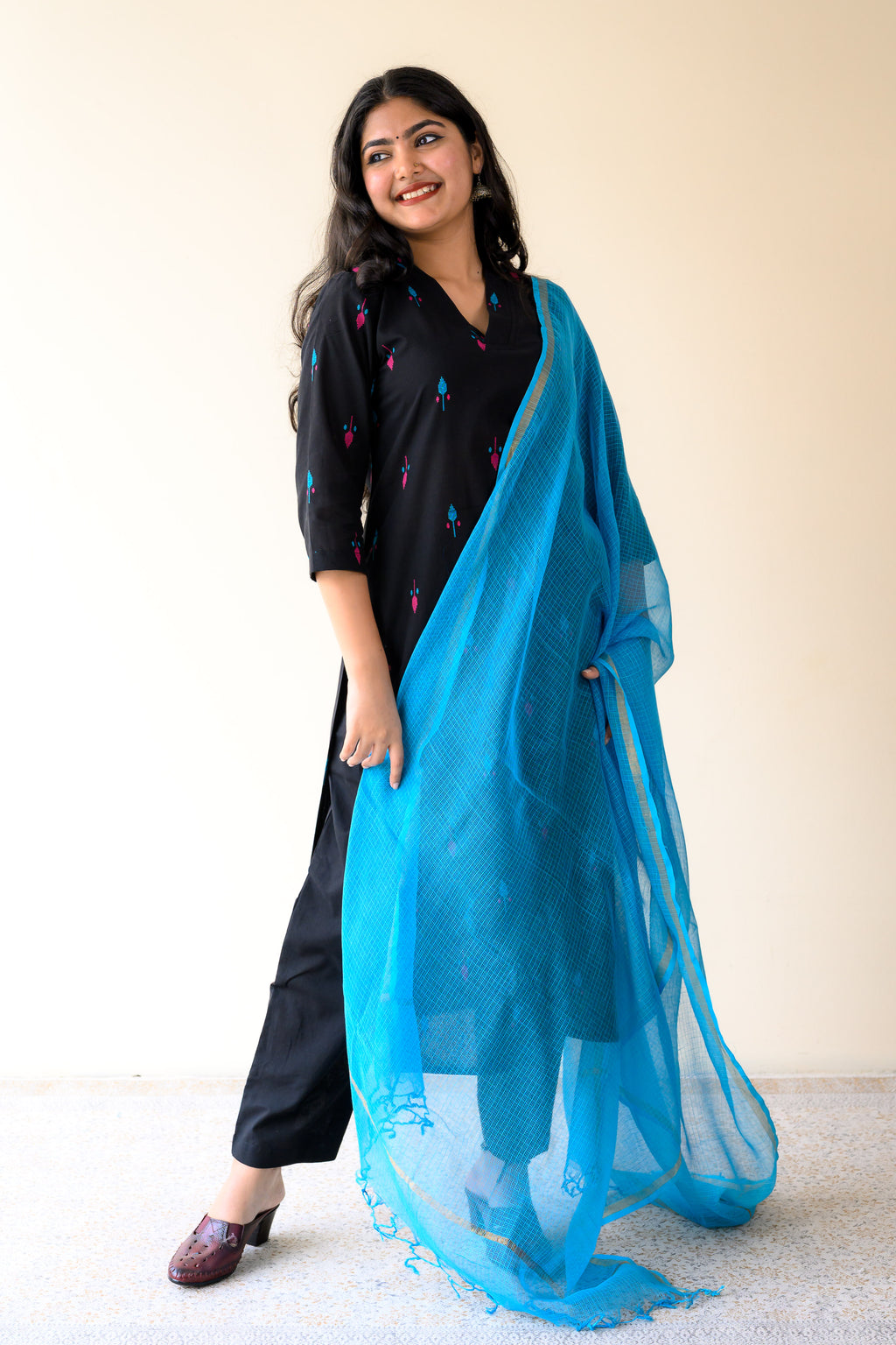 Set of 2- Inara Black South Cotton Kurta & Pants Set