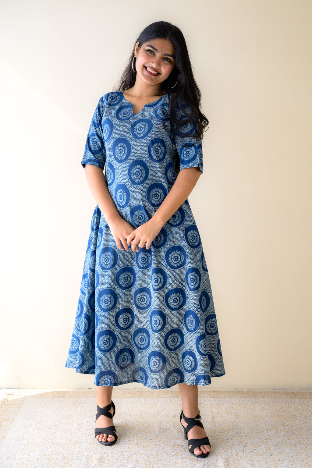 Urmi Indigo Dabu Cotton Dress