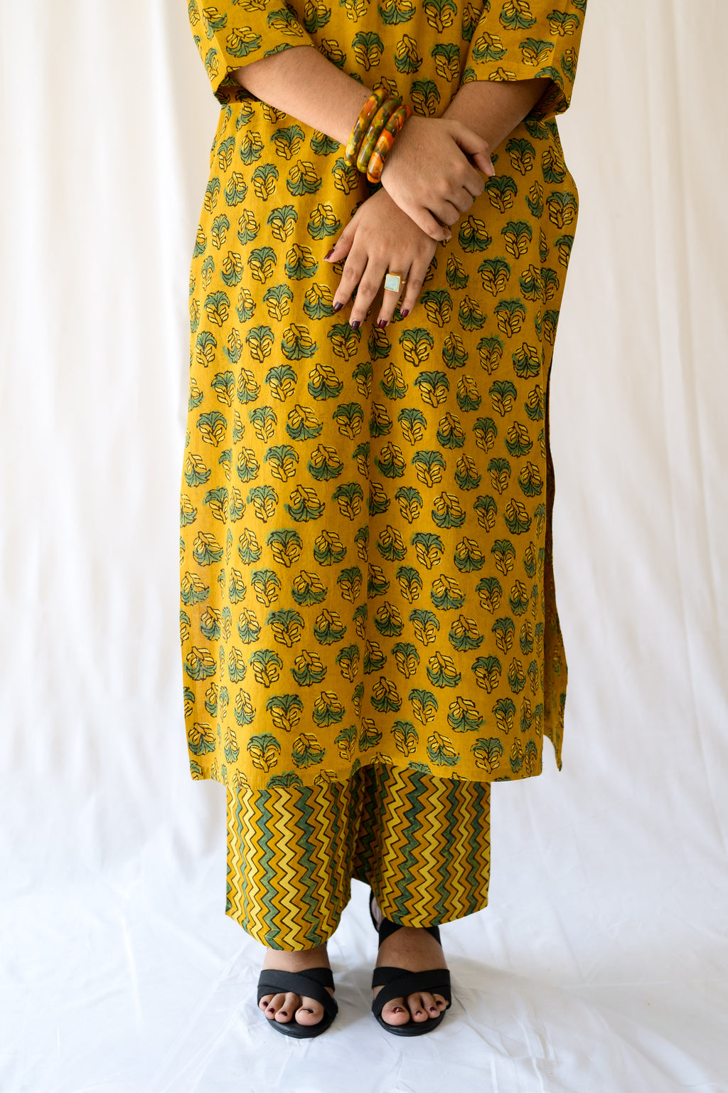 Nargis Turmeric Ajrakh Kurta