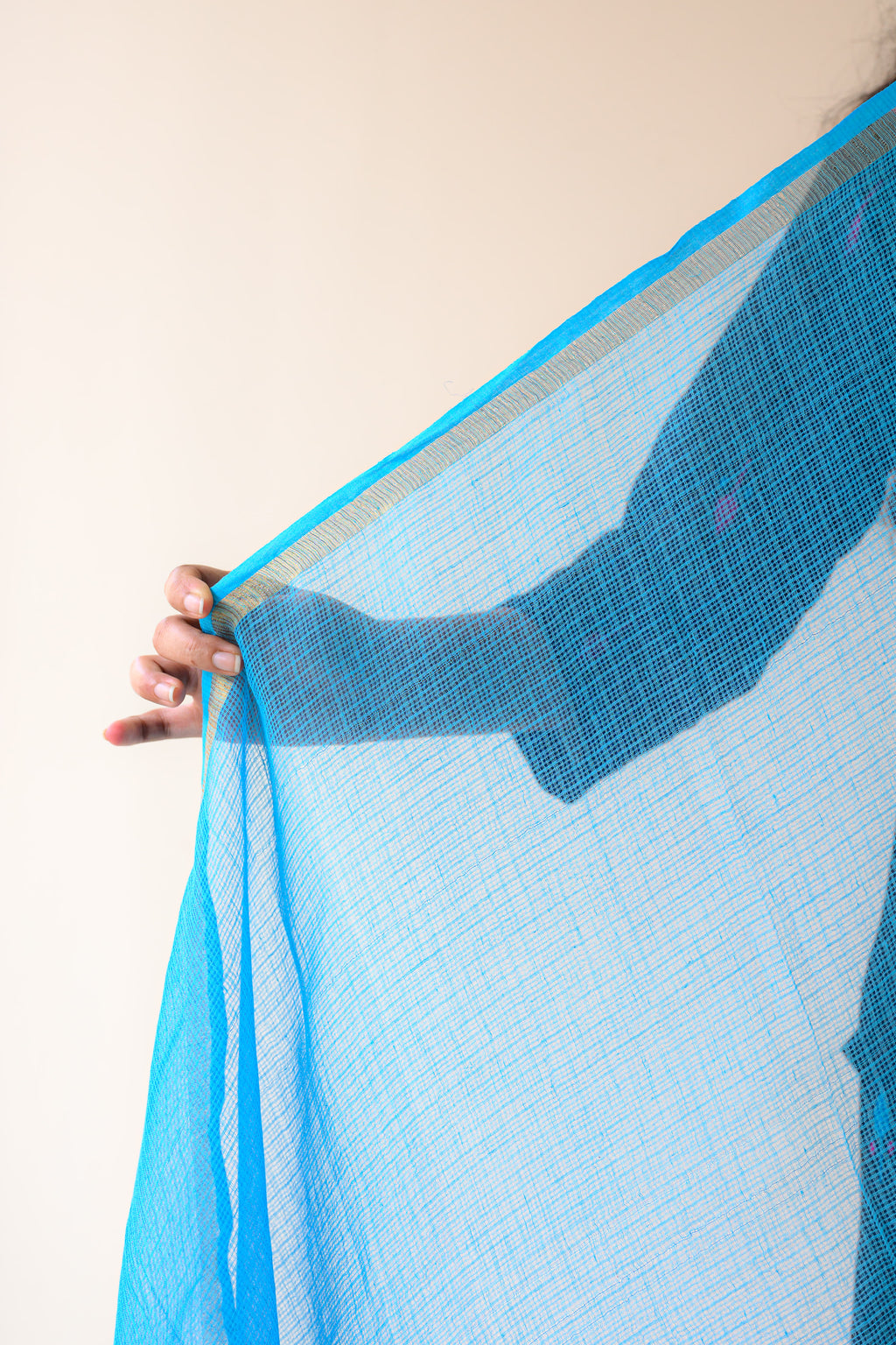 Peacock Blue Plain Kota Doria Dupatta