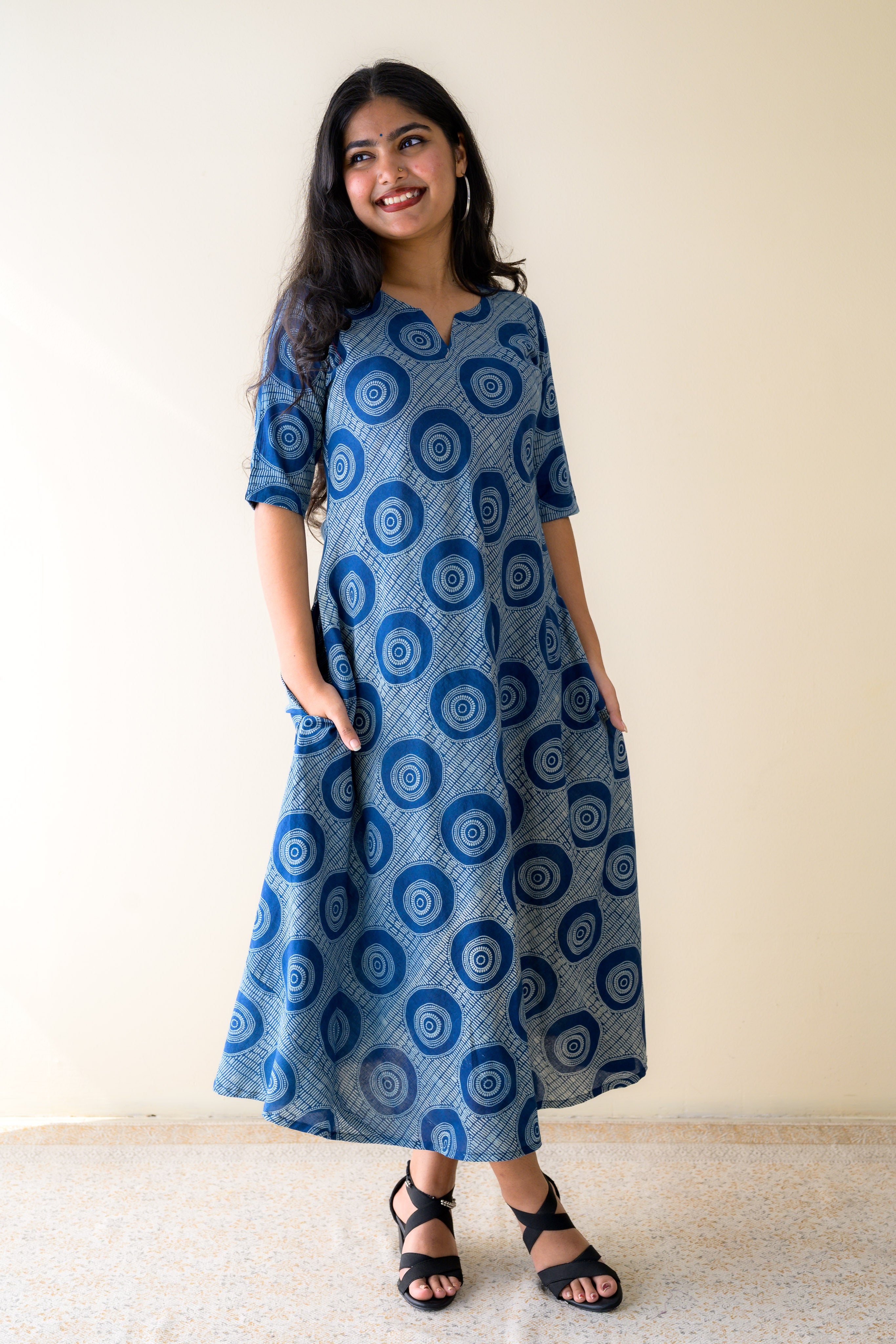 Urmi Indigo Dabu Cotton Dress