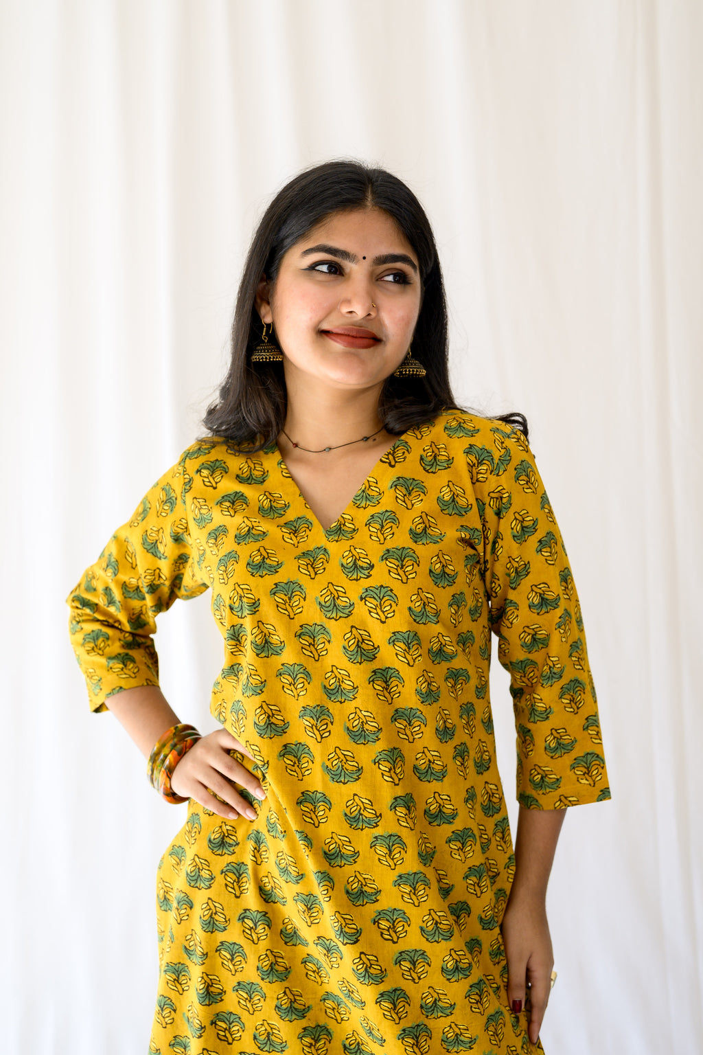 Nargis Turmeric Ajrakh Kurta