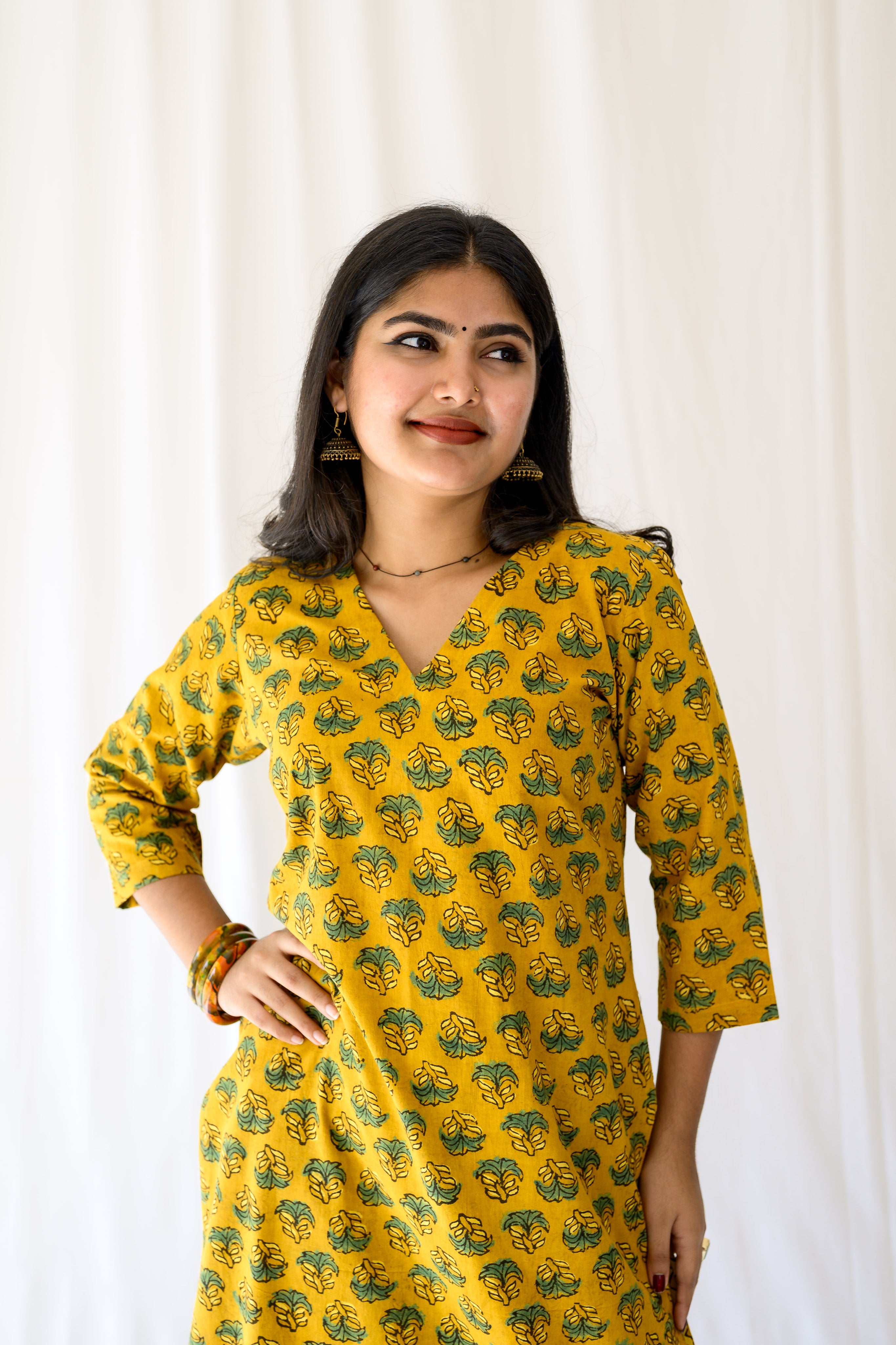 Nargis Turmeric Ajrakh Kurta