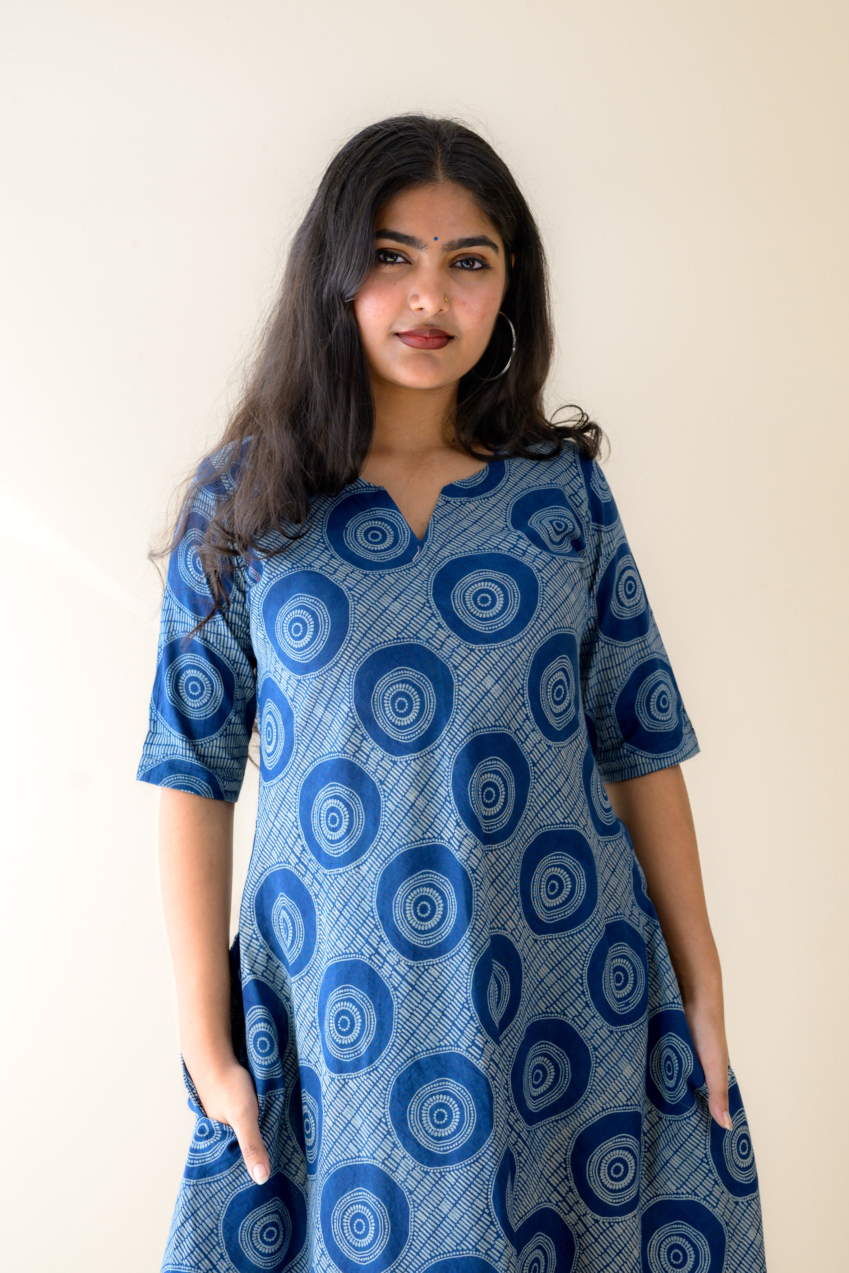 Urmi Indigo Dabu Cotton Dress