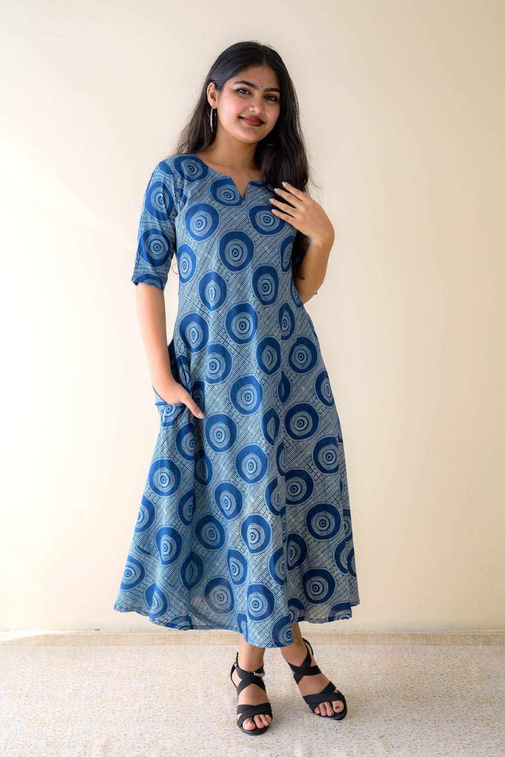 Urmi Indigo Dabu Cotton Dress