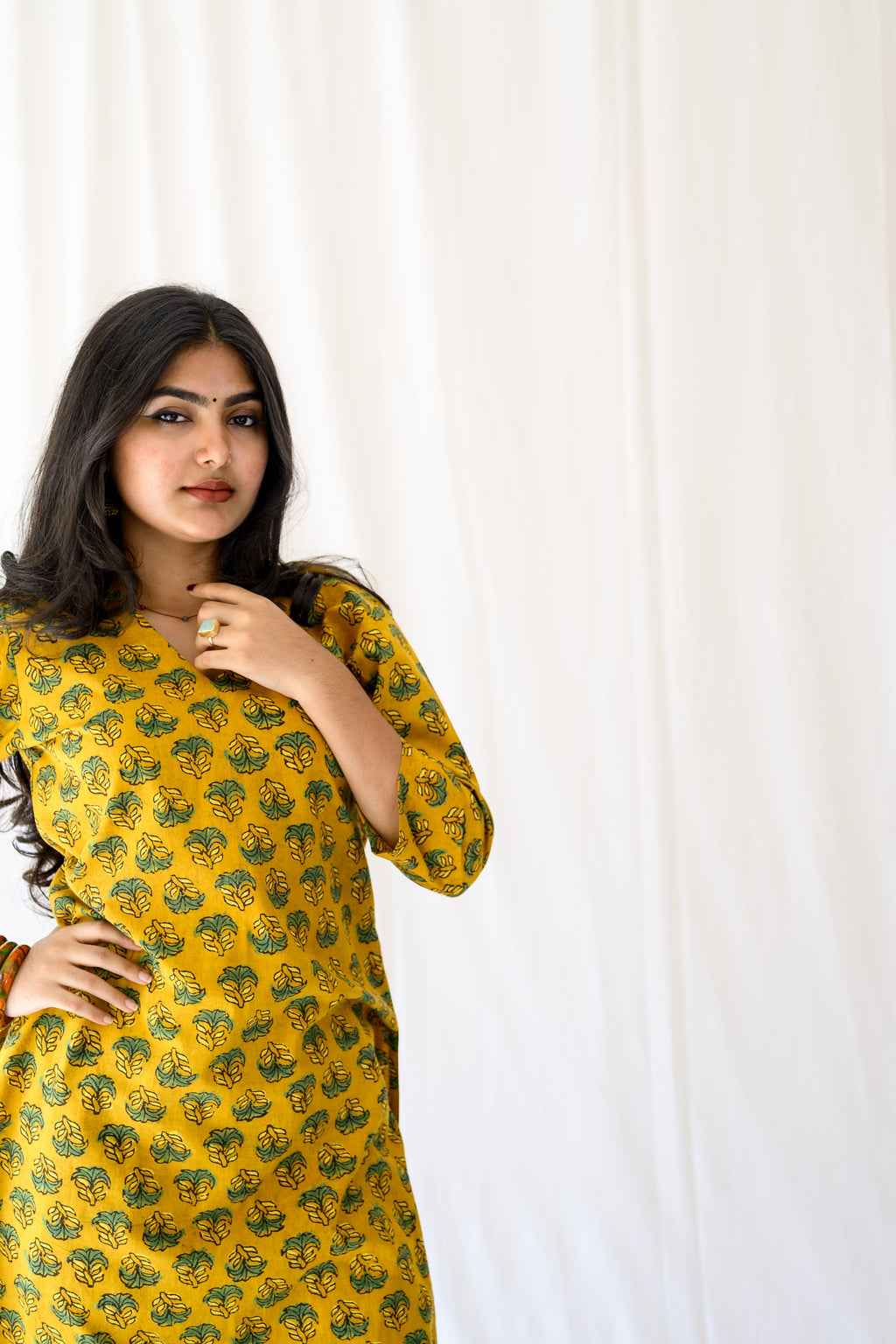 Nargis Turmeric Ajrakh Kurta