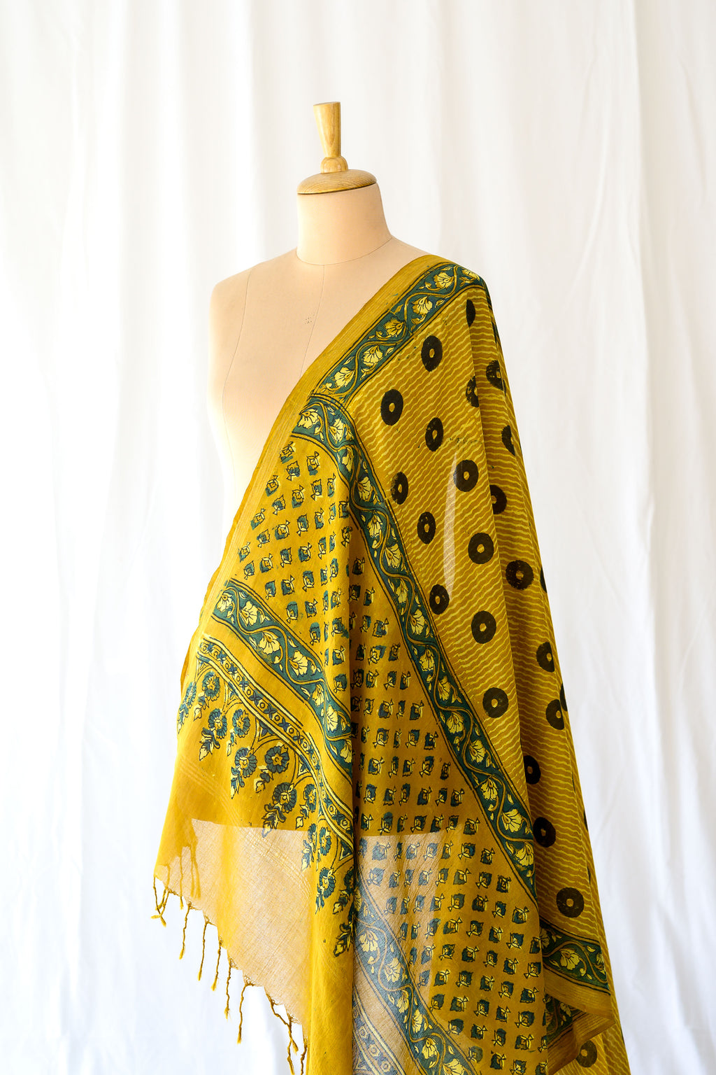 Turmeric Ajrakh Pure Cotton Dupatta