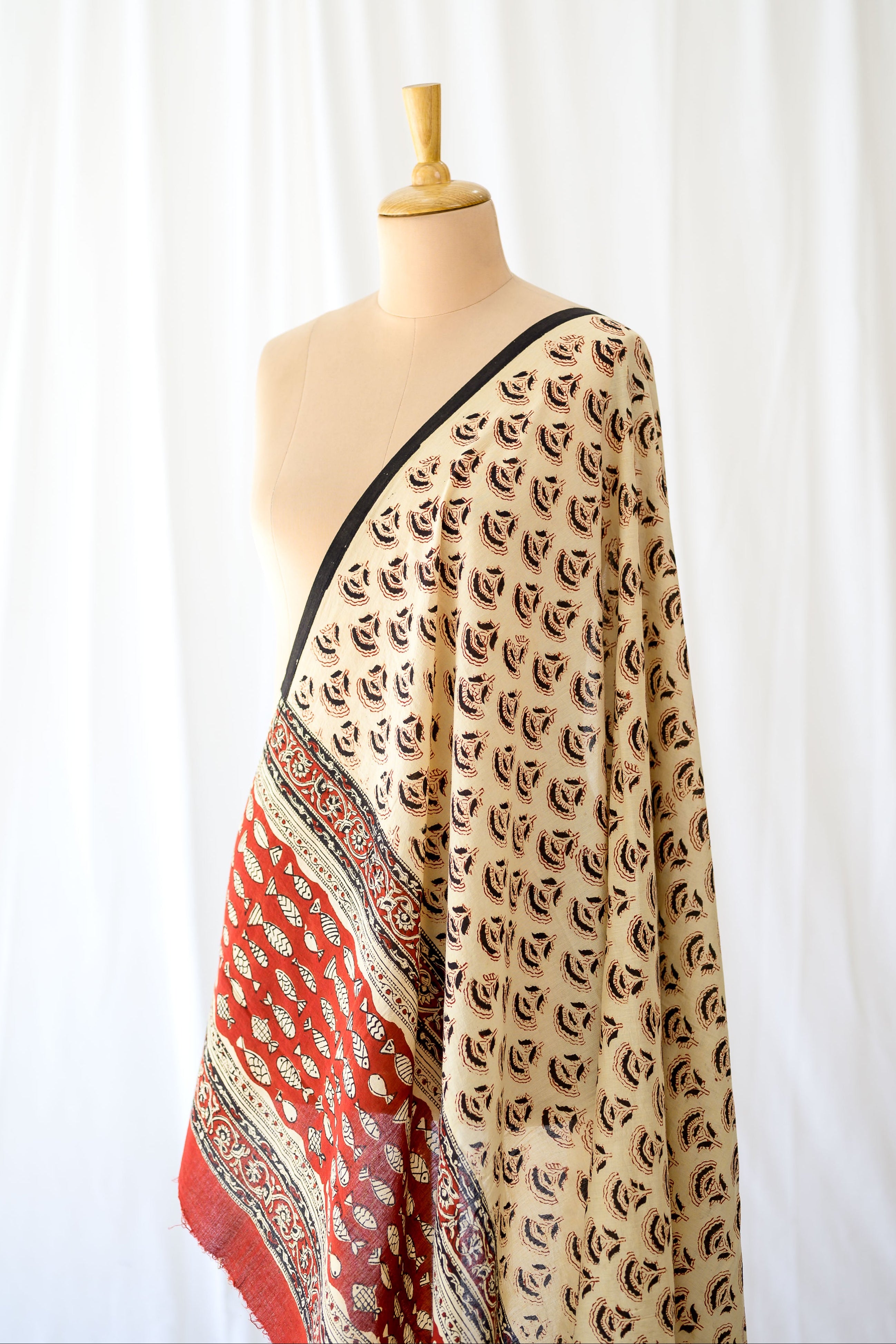 Pondside Blooms Bagru Cotton Dupatta