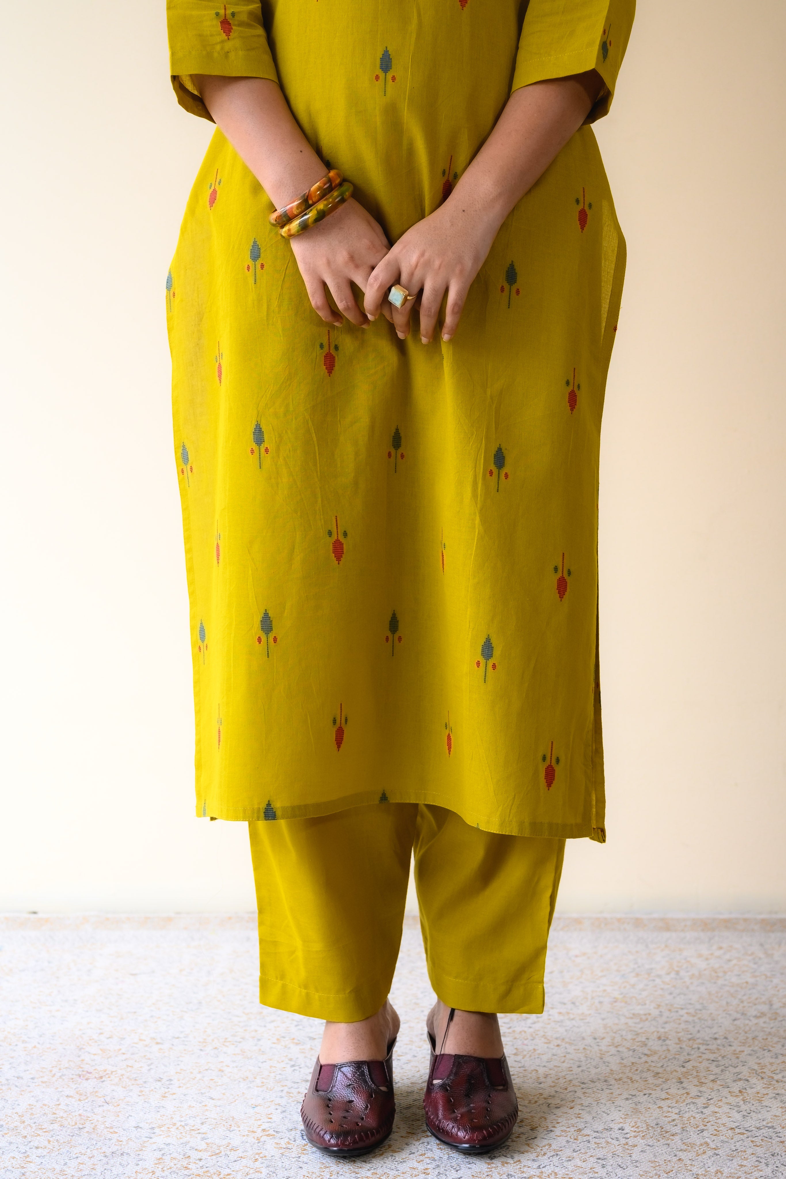 Set of 2- Inara Mustard South Cotton Kurta & Pants Set